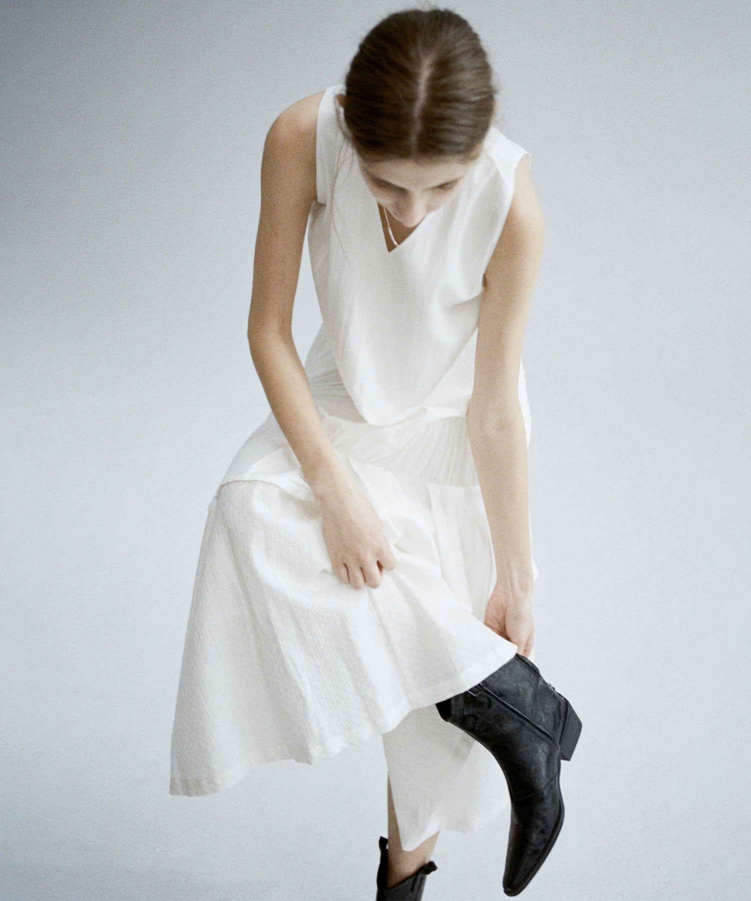 Contrast Panel Tie Detail Dress