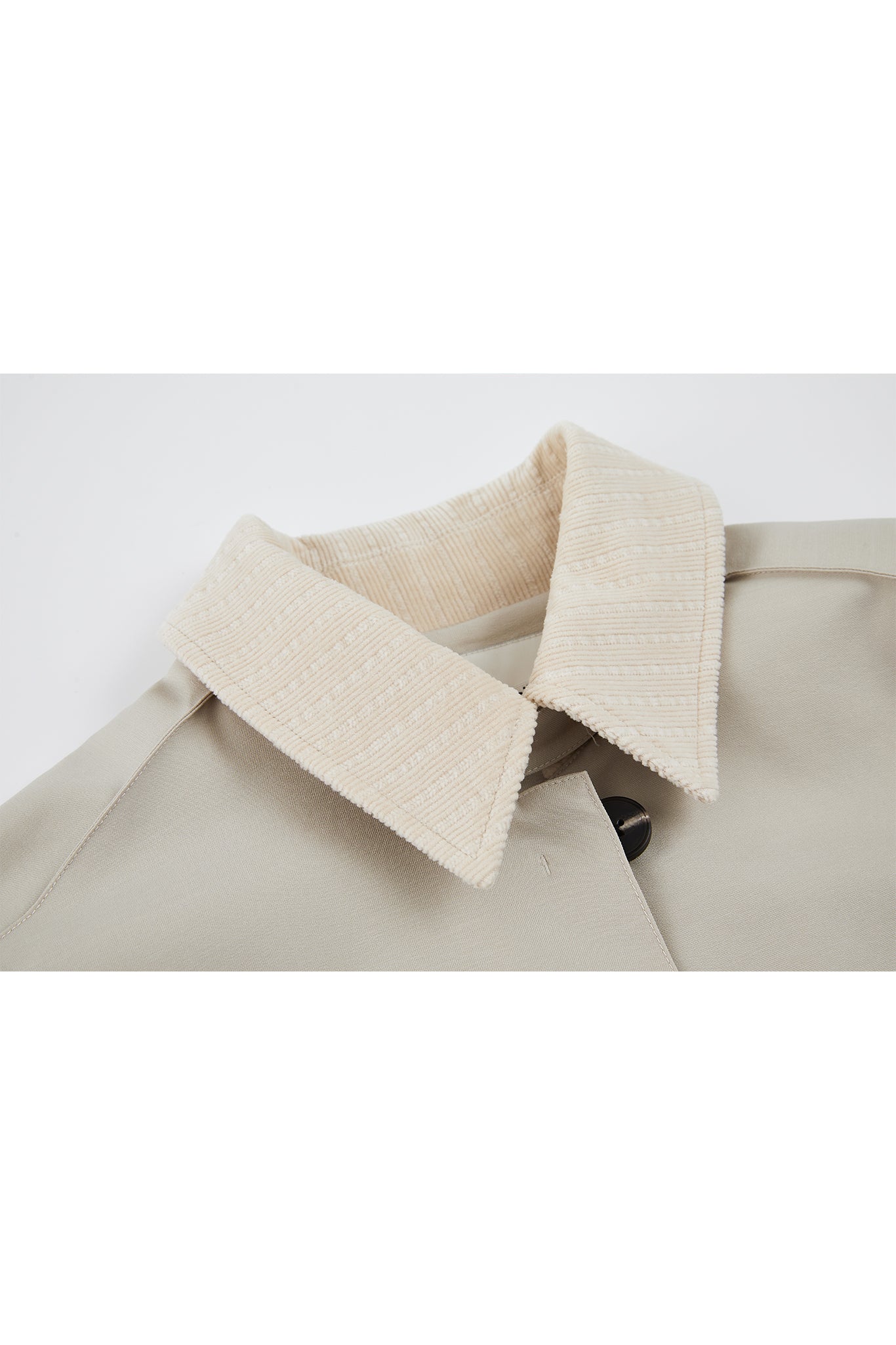 Oversized Corduroy Color-Block Long Coat