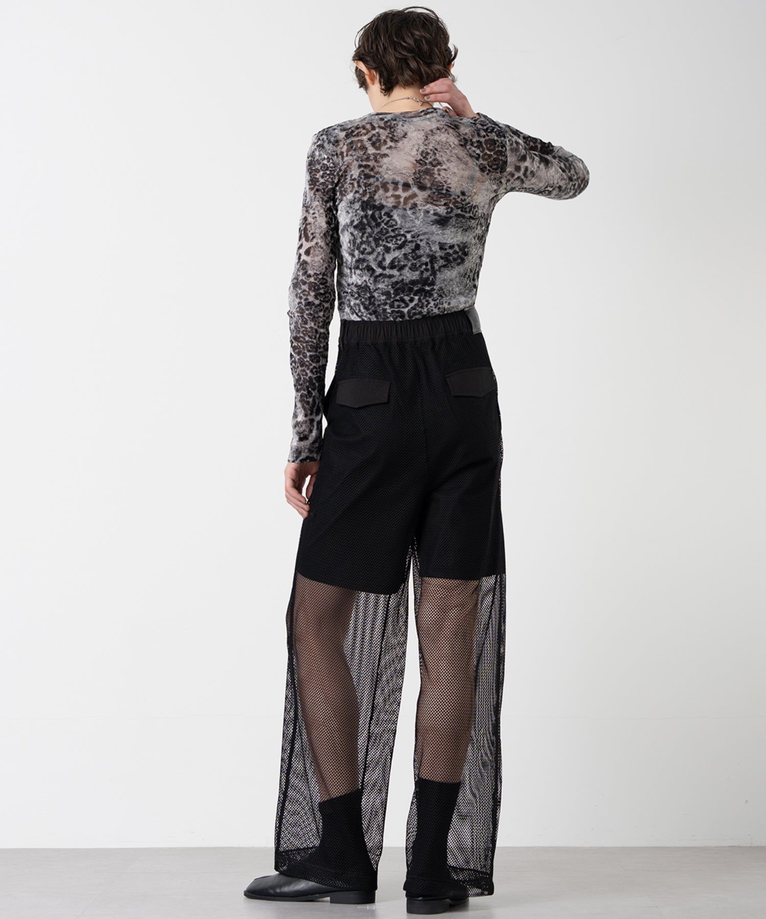 Mesh Contrast Wide-Leg Pants
