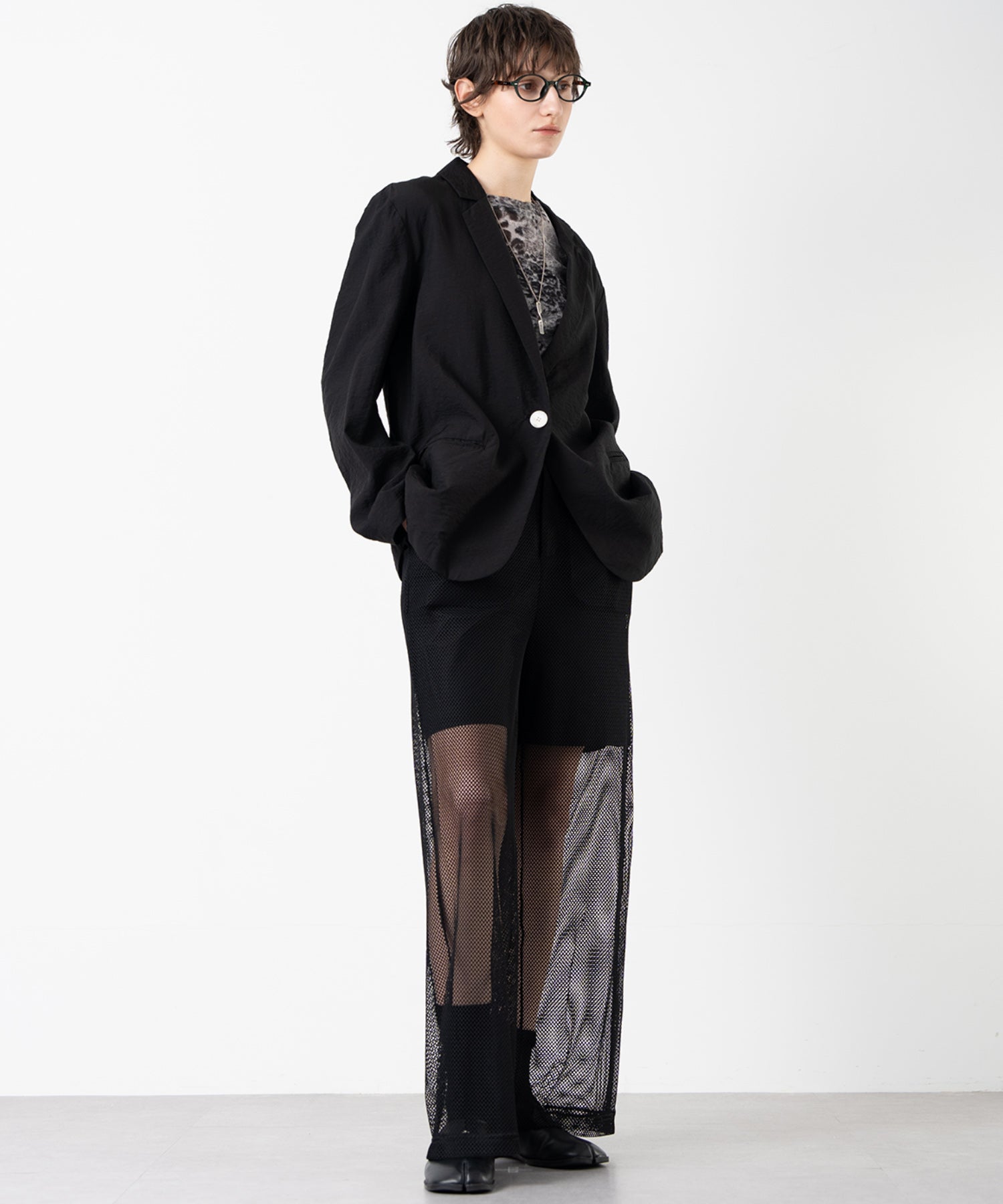 Mesh Contrast Wide-Leg Pants