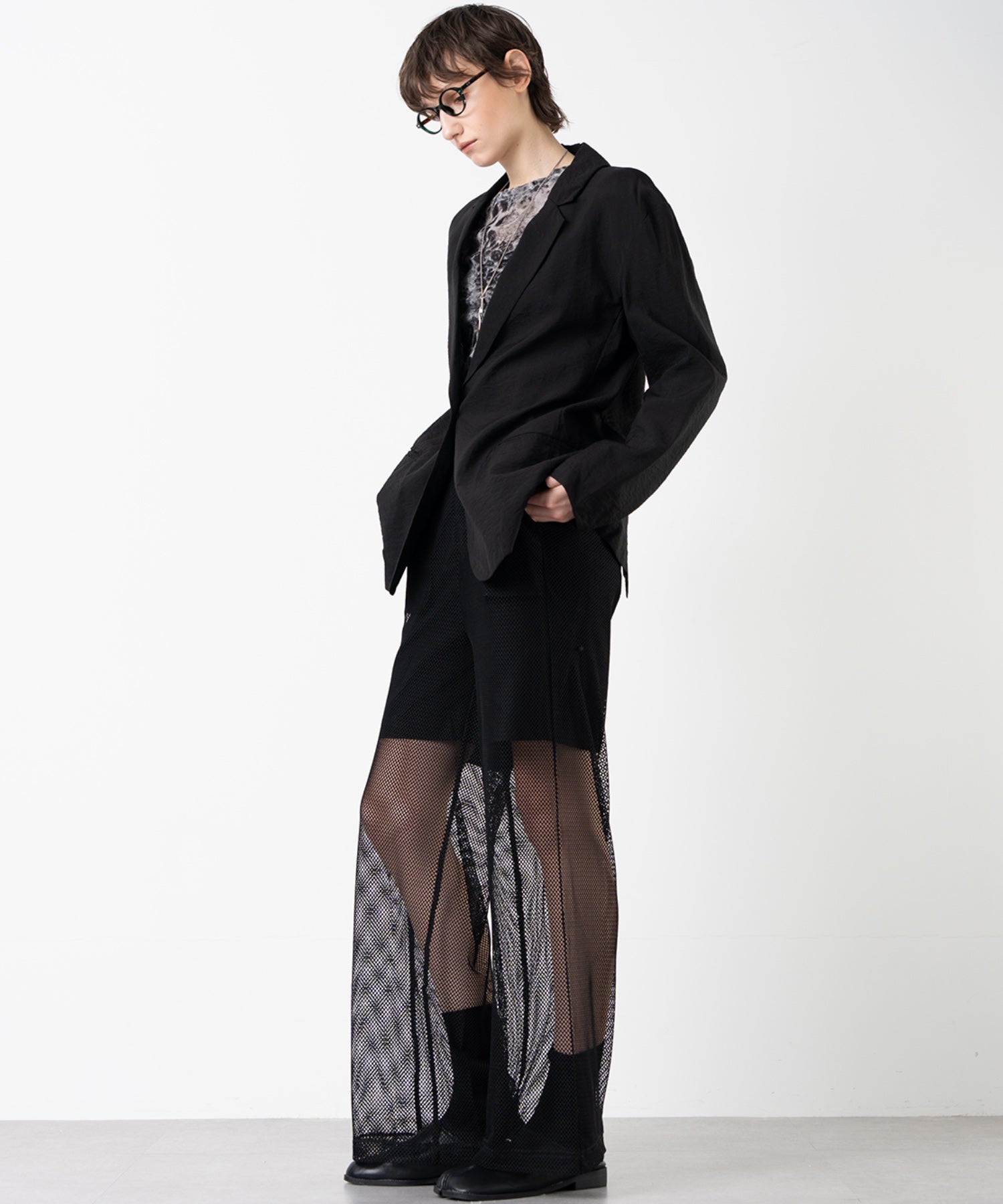 Mesh Contrast Wide-Leg Pants