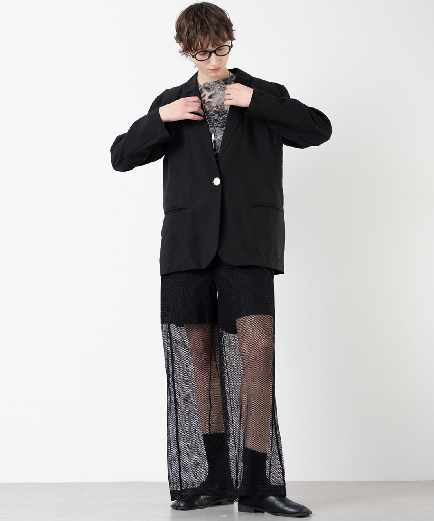 Mesh Contrast Wide-Leg Pants