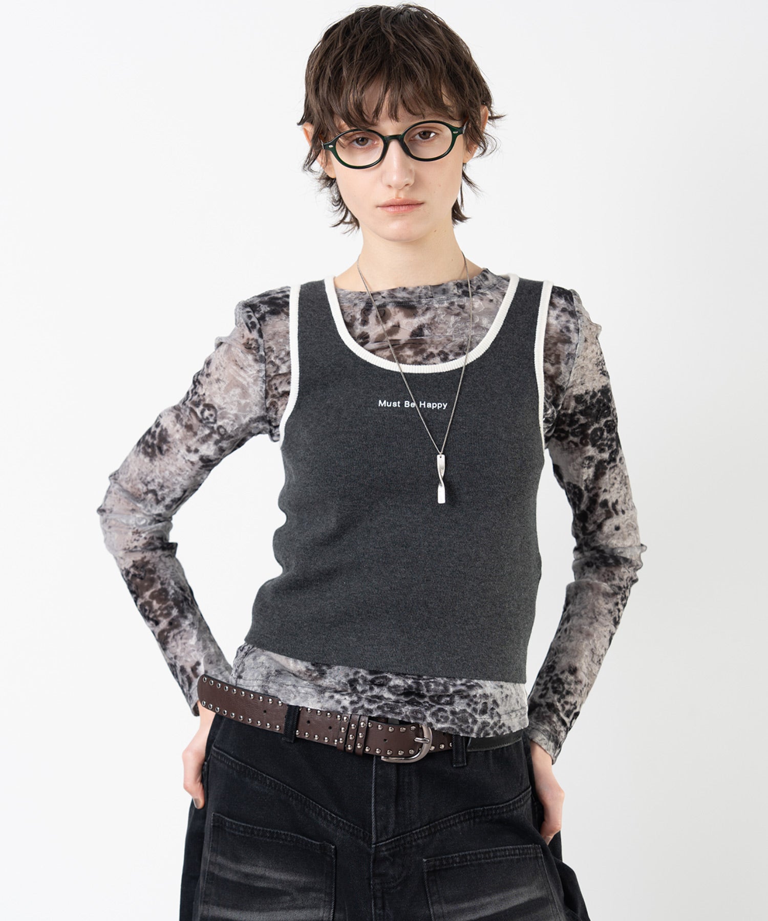Cropped Wool Touch Knit Tank