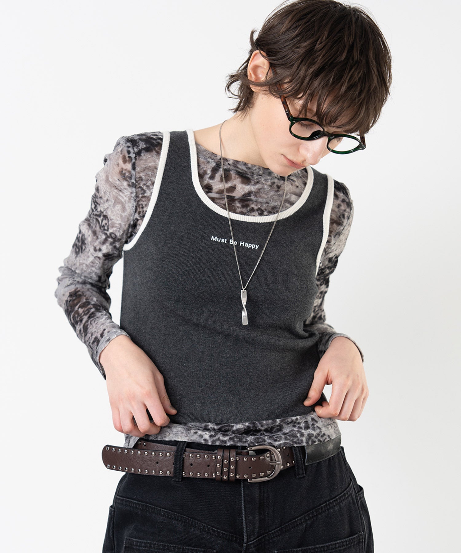 Cropped Wool Touch Knit Tank