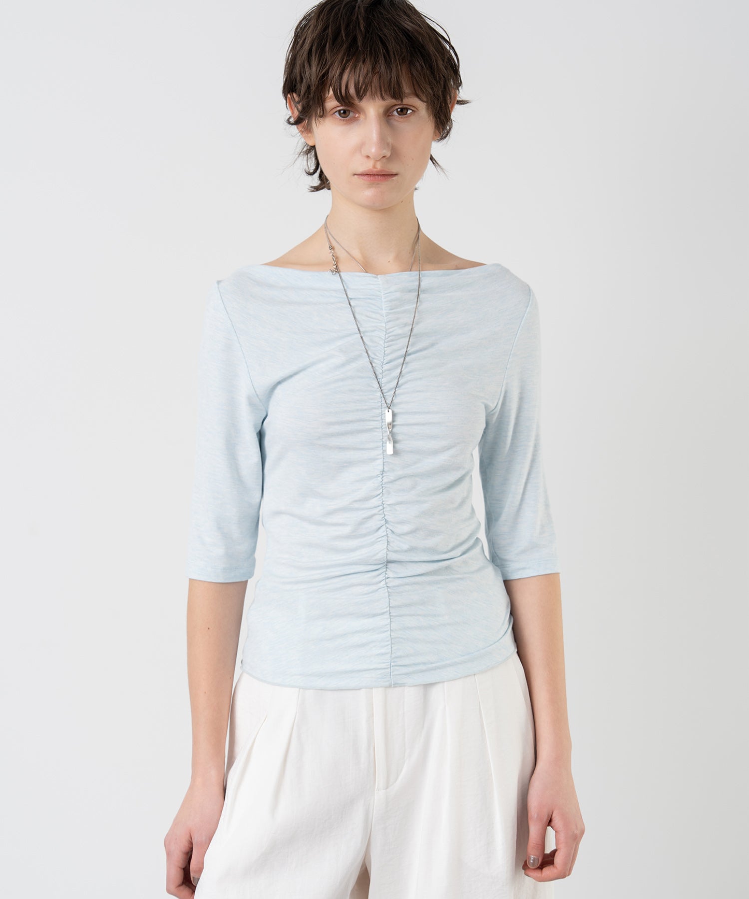 Ruffle-Draped Knit Cutsew Tee