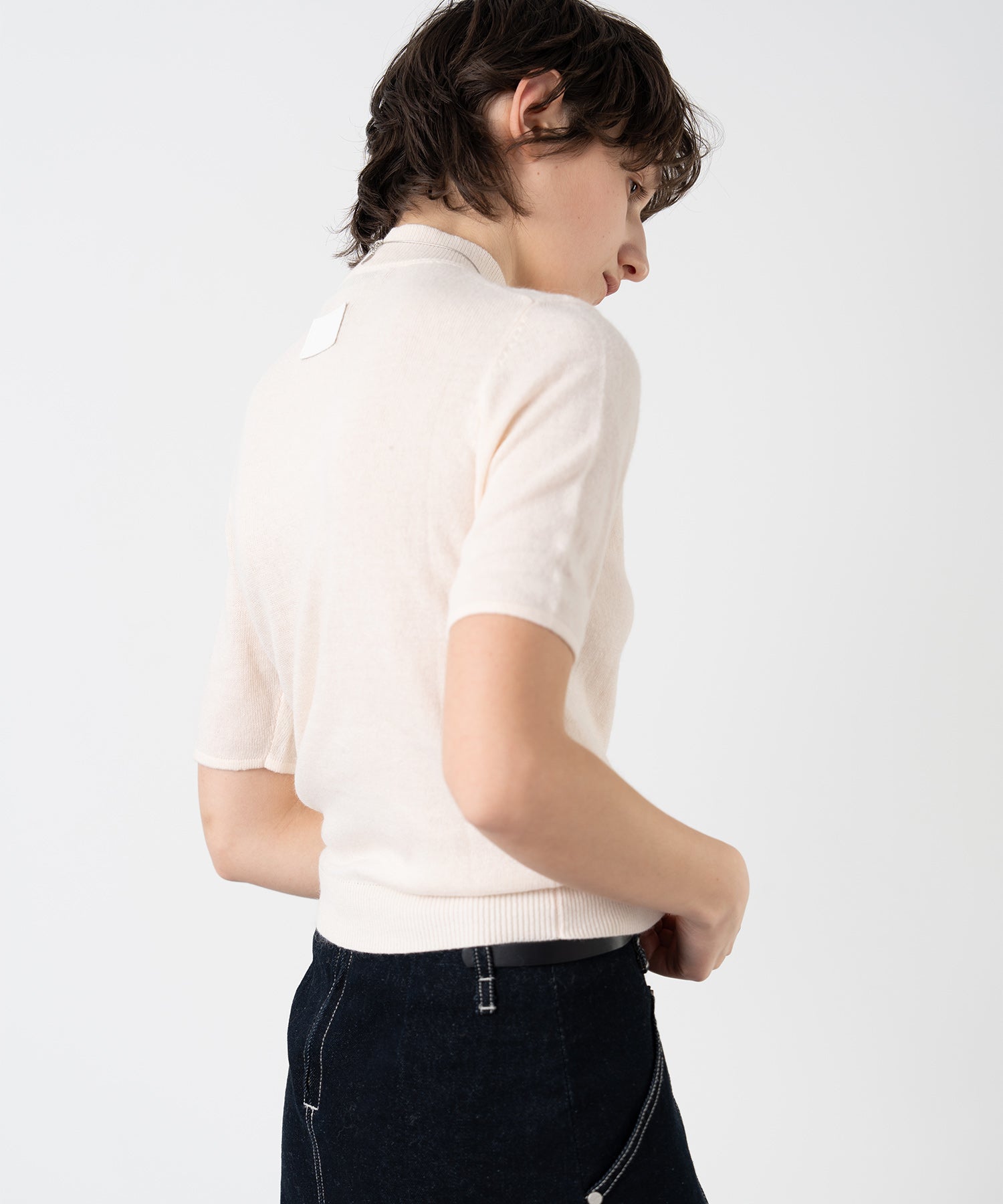 Crew Neck Fitted Knit T-Shirt / Pullover