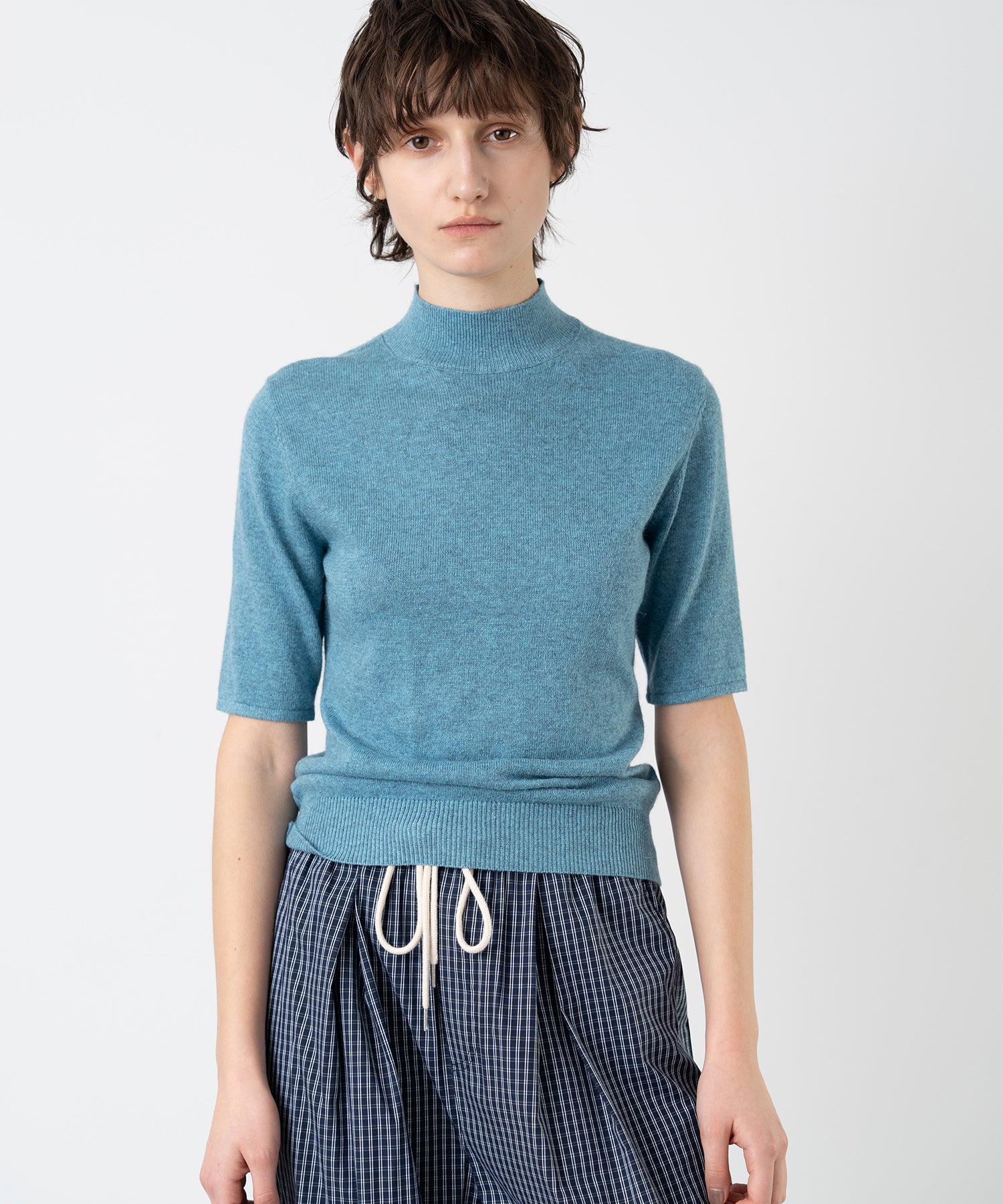 Crew Neck Fitted Knit T-Shirt / Pullover