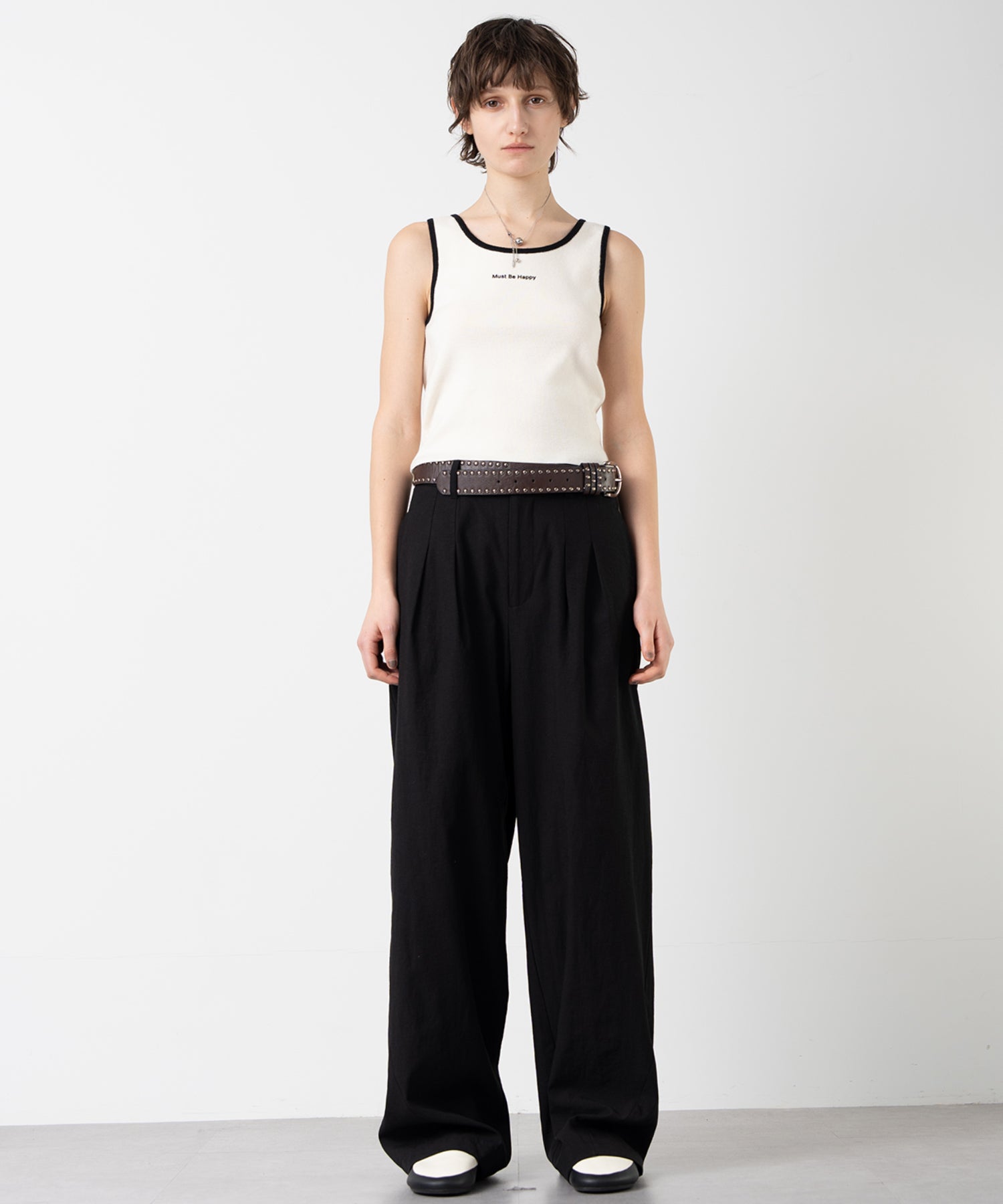 Cropped Wool Touch Knit Tank