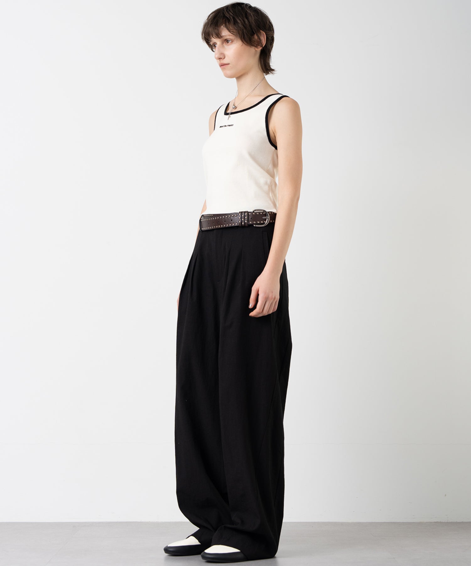 Cropped Wool Touch Knit Tank
