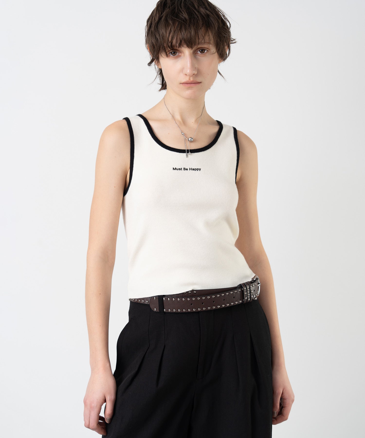 Cropped Wool Touch Knit Tank