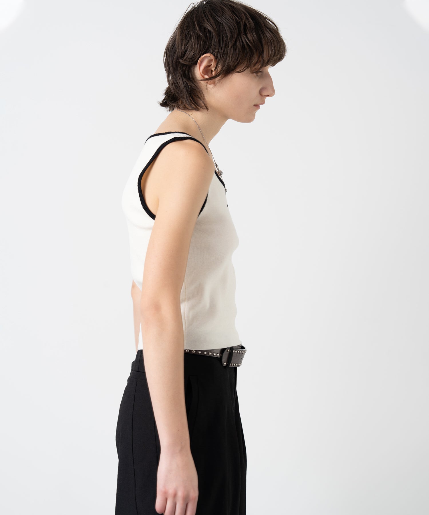 Cropped Wool Touch Knit Tank
