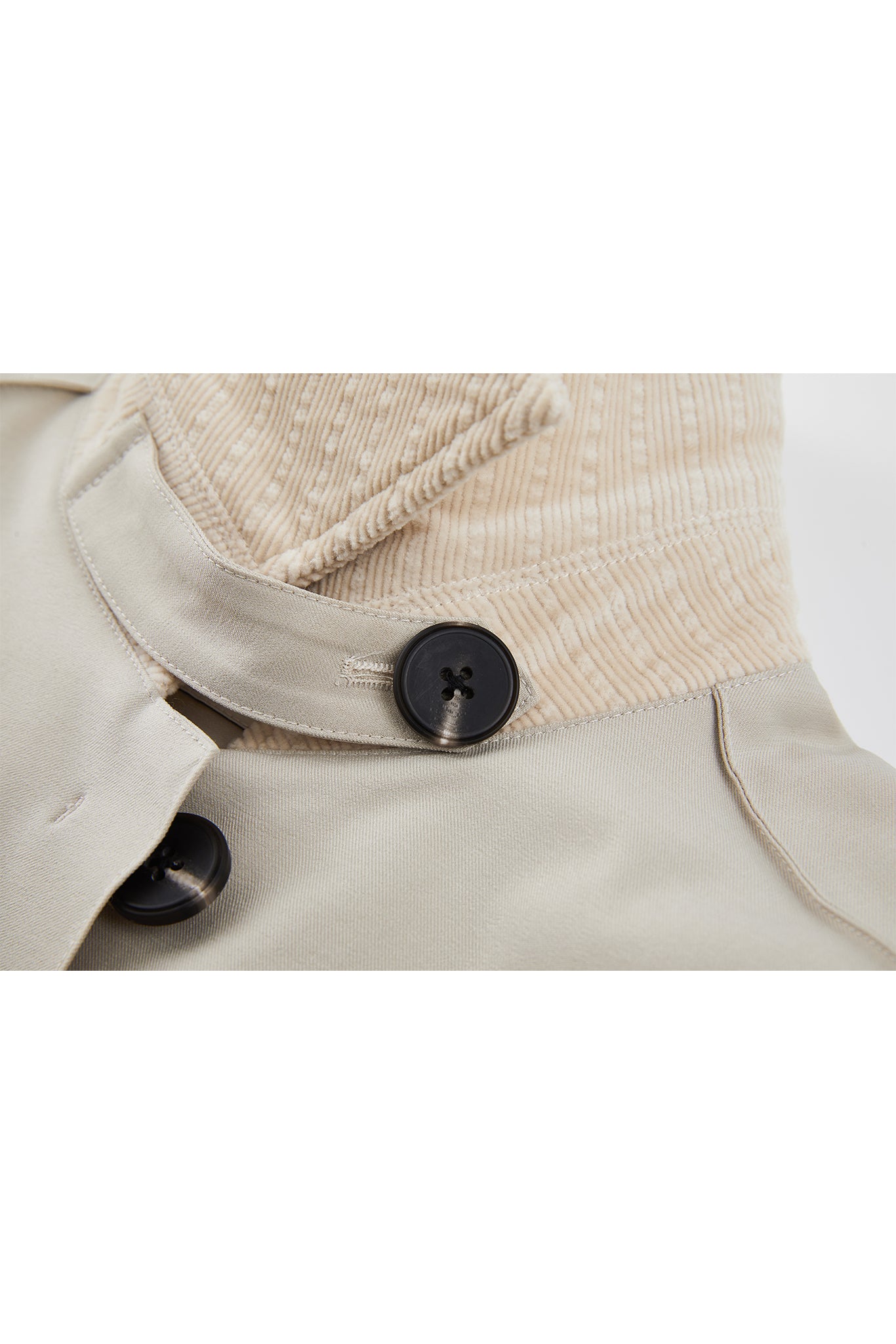 Oversized Corduroy Color-Block Long Coat