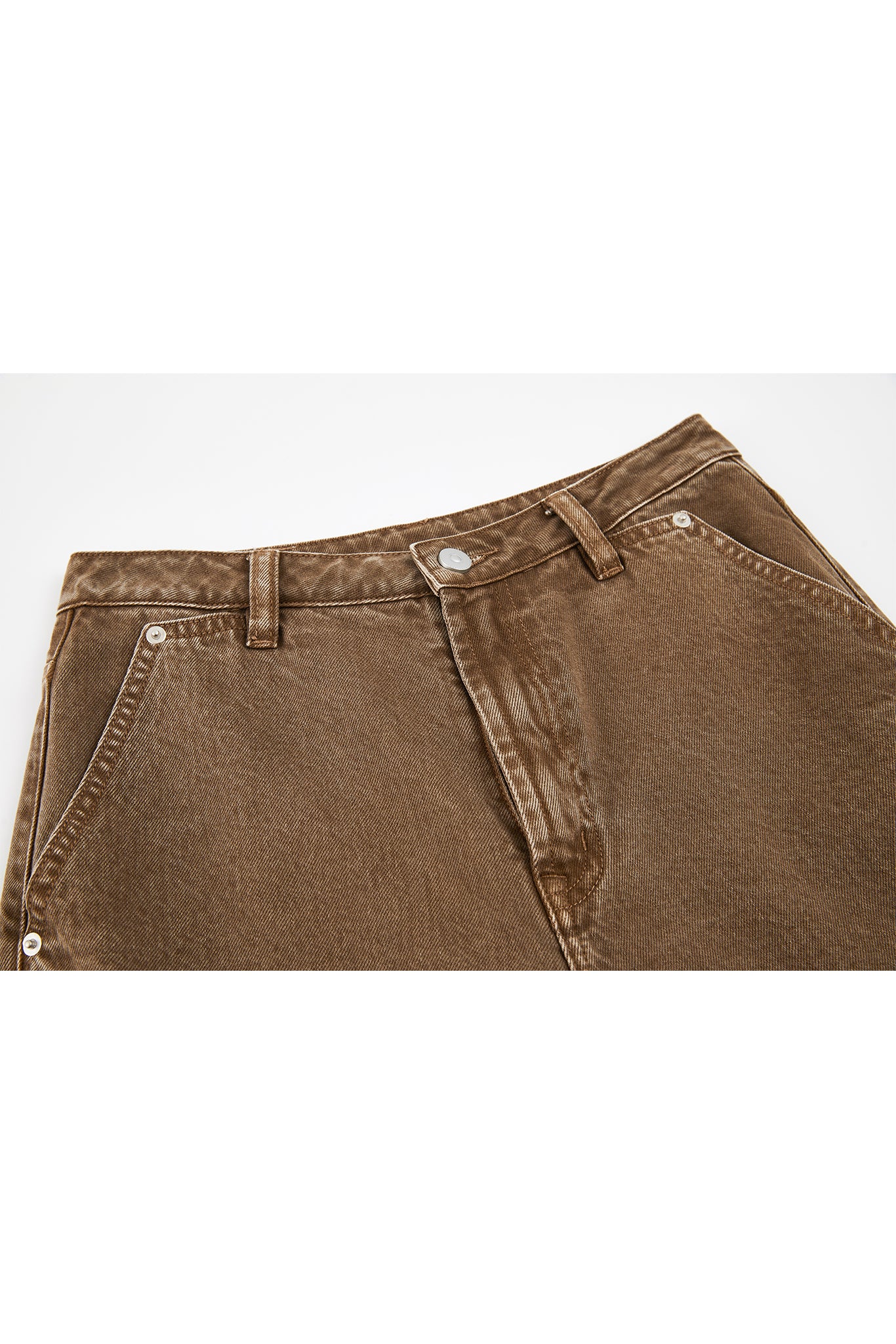 Basic Narrow Straight Brown Denim Pants