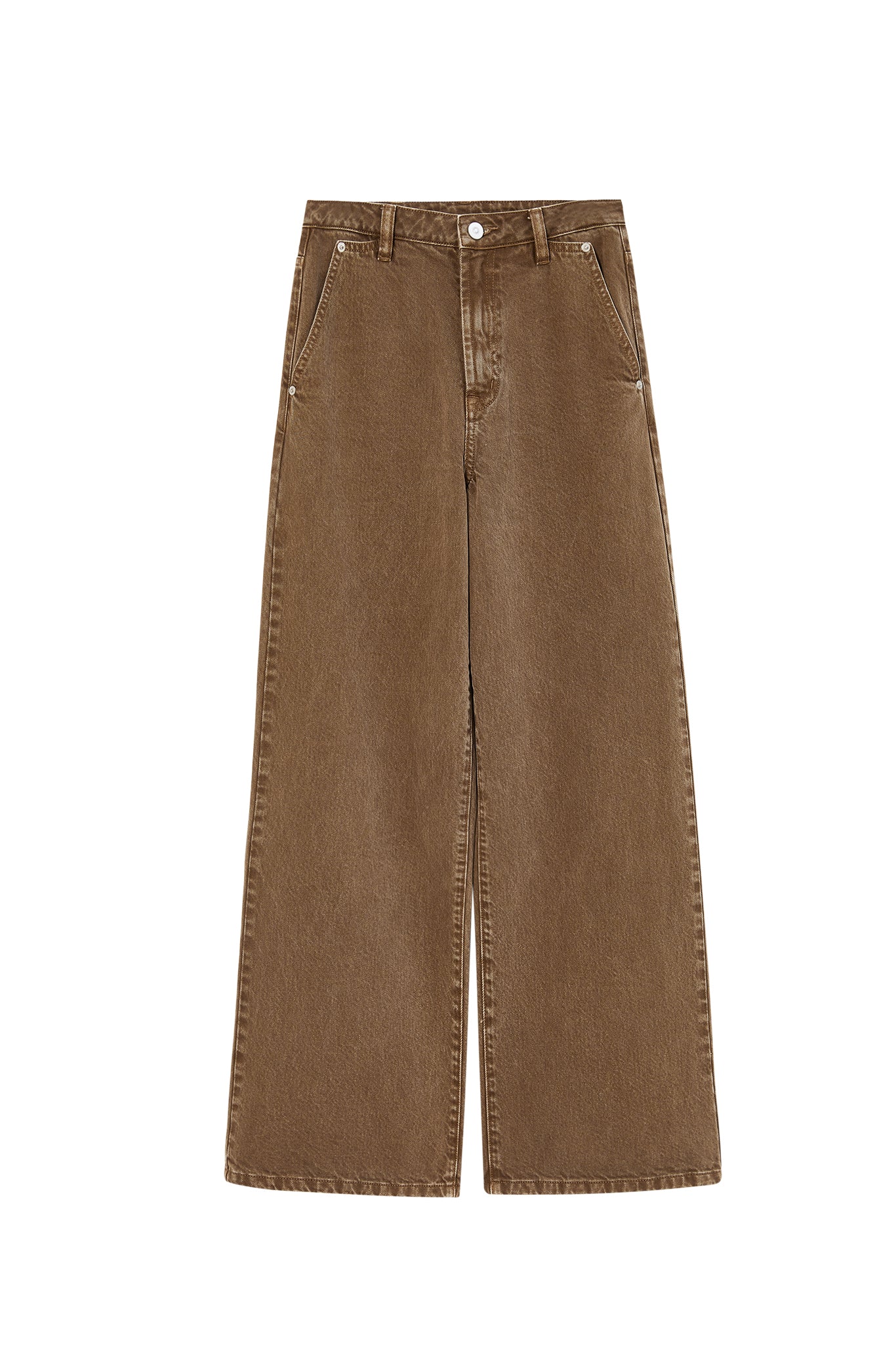 Basic Narrow Straight Brown Denim Pants