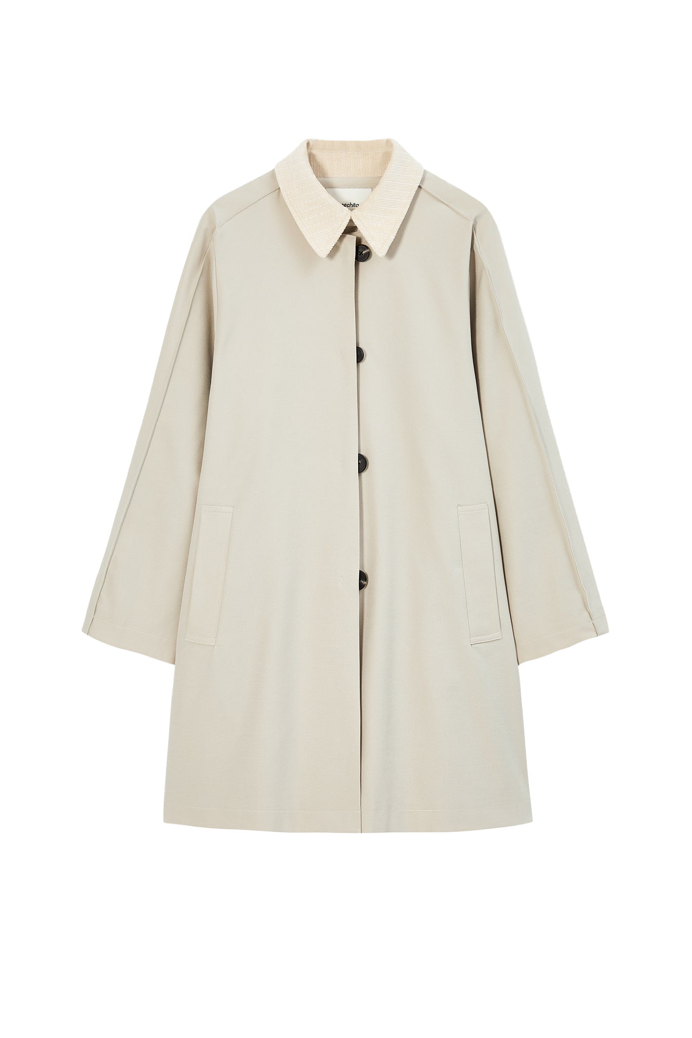 Oversized Corduroy Color-Block Long Coat