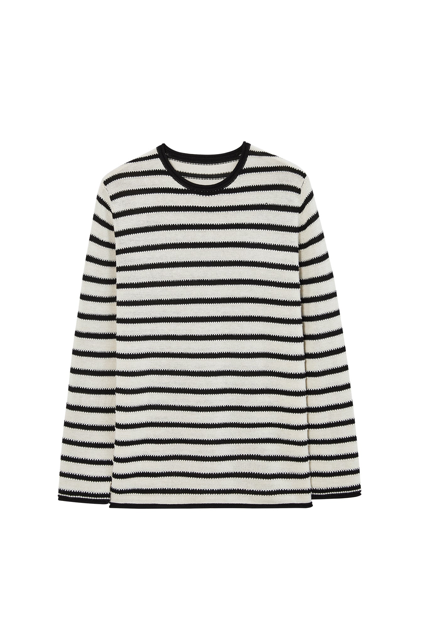 Textured Stripe Panel Knit Sweater
