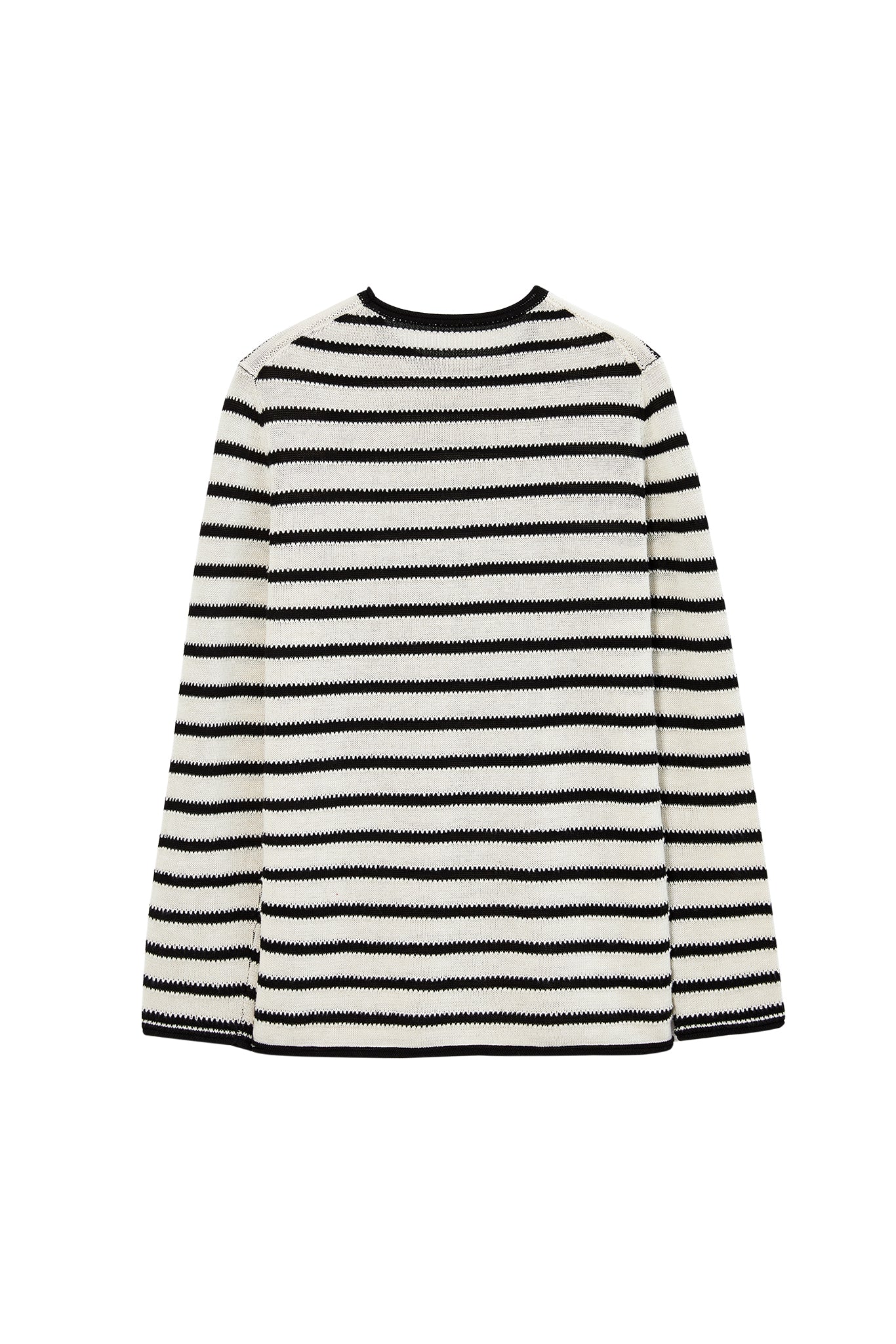 Textured Stripe Panel Knit Sweater