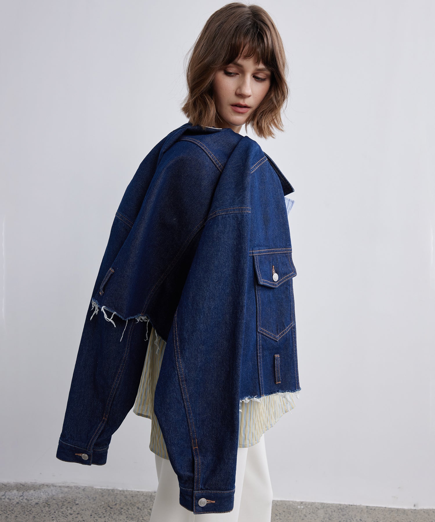 Cropped Cut-Off Denim Jacket