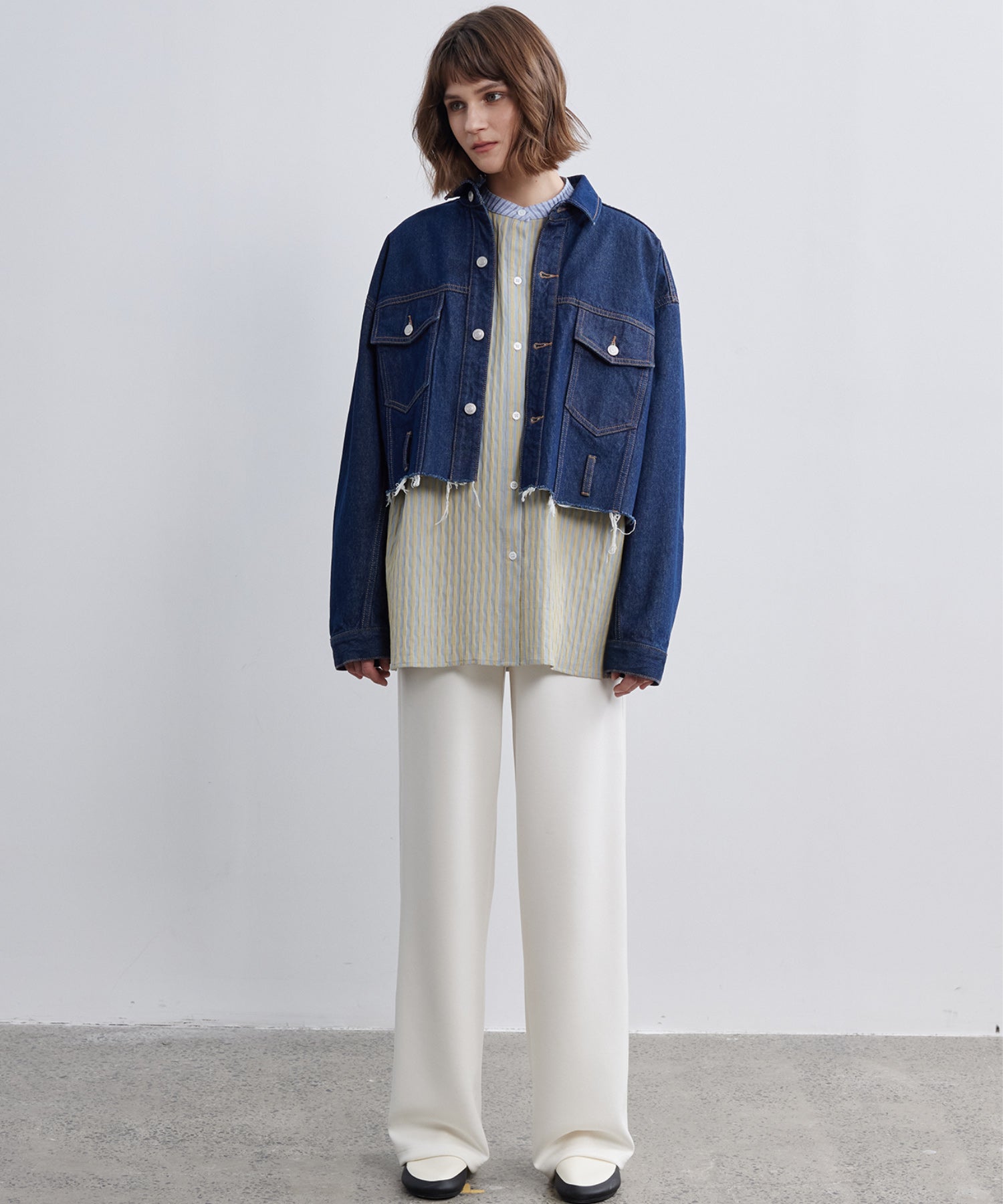 Cropped Cut-Off Denim Jacket
