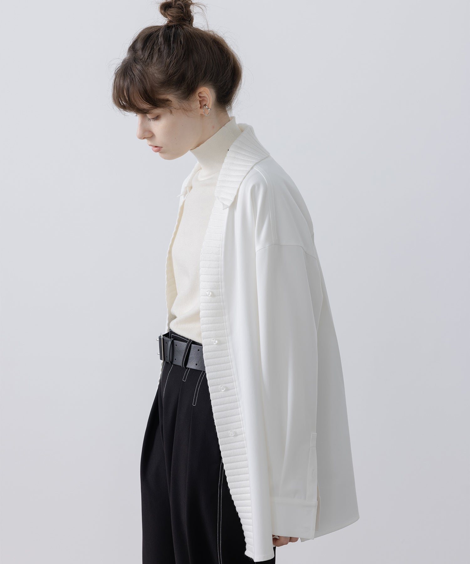 knit ribbed docking overshirt