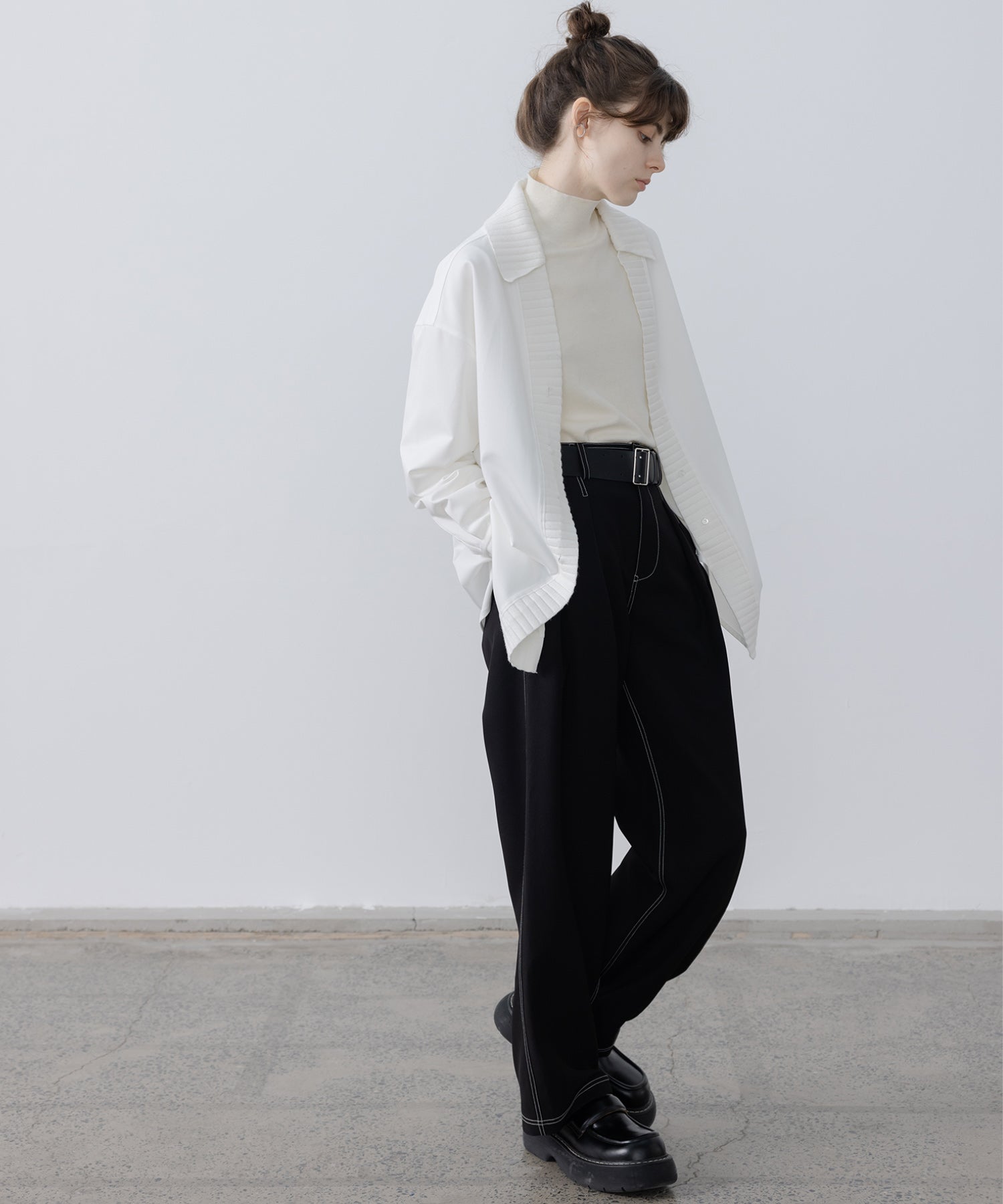knit ribbed docking overshirt