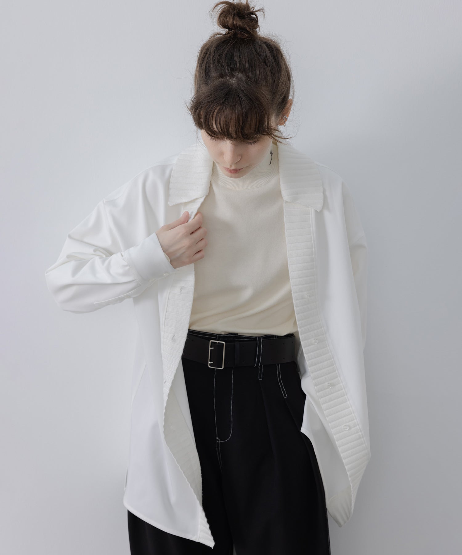 knit ribbed docking overshirt