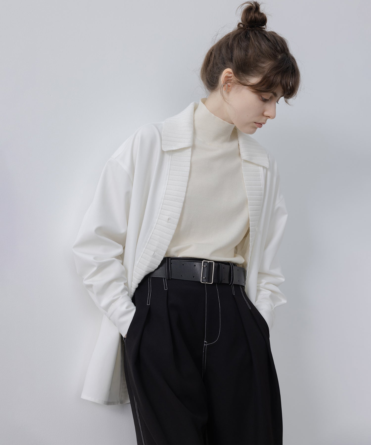 knit ribbed docking overshirt