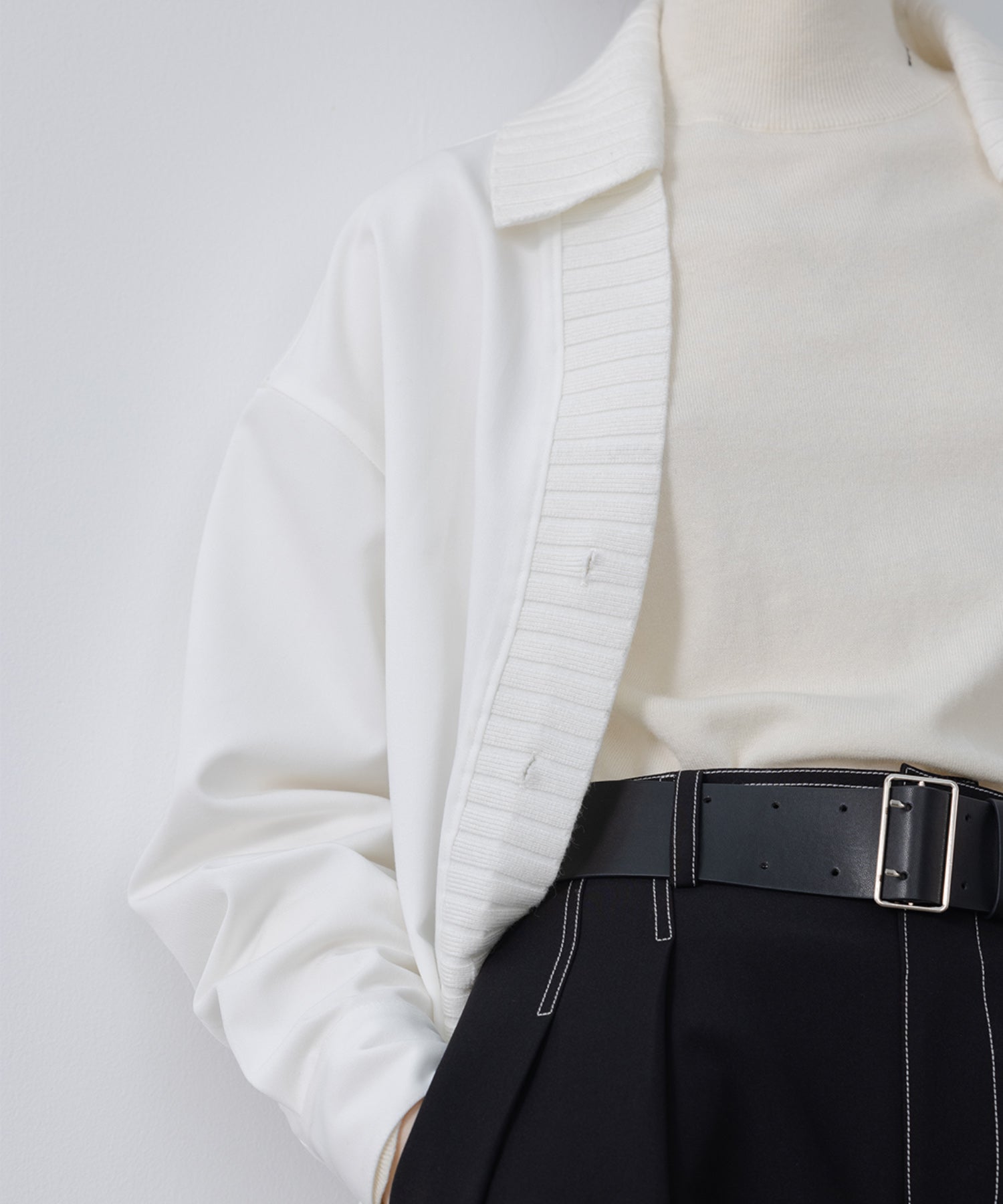 knit ribbed docking overshirt