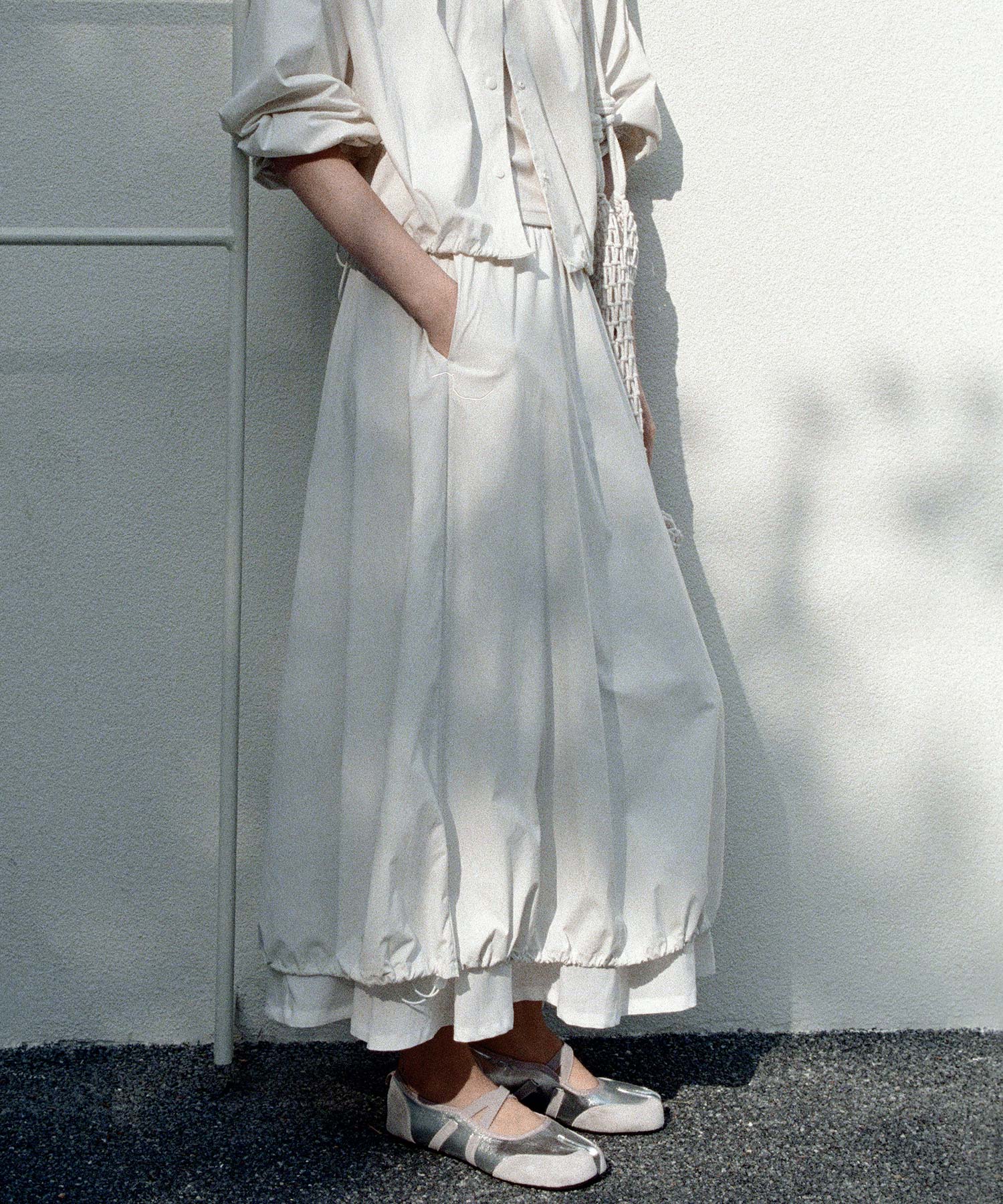 UV Protection A-Line Drawstring Long Skirt