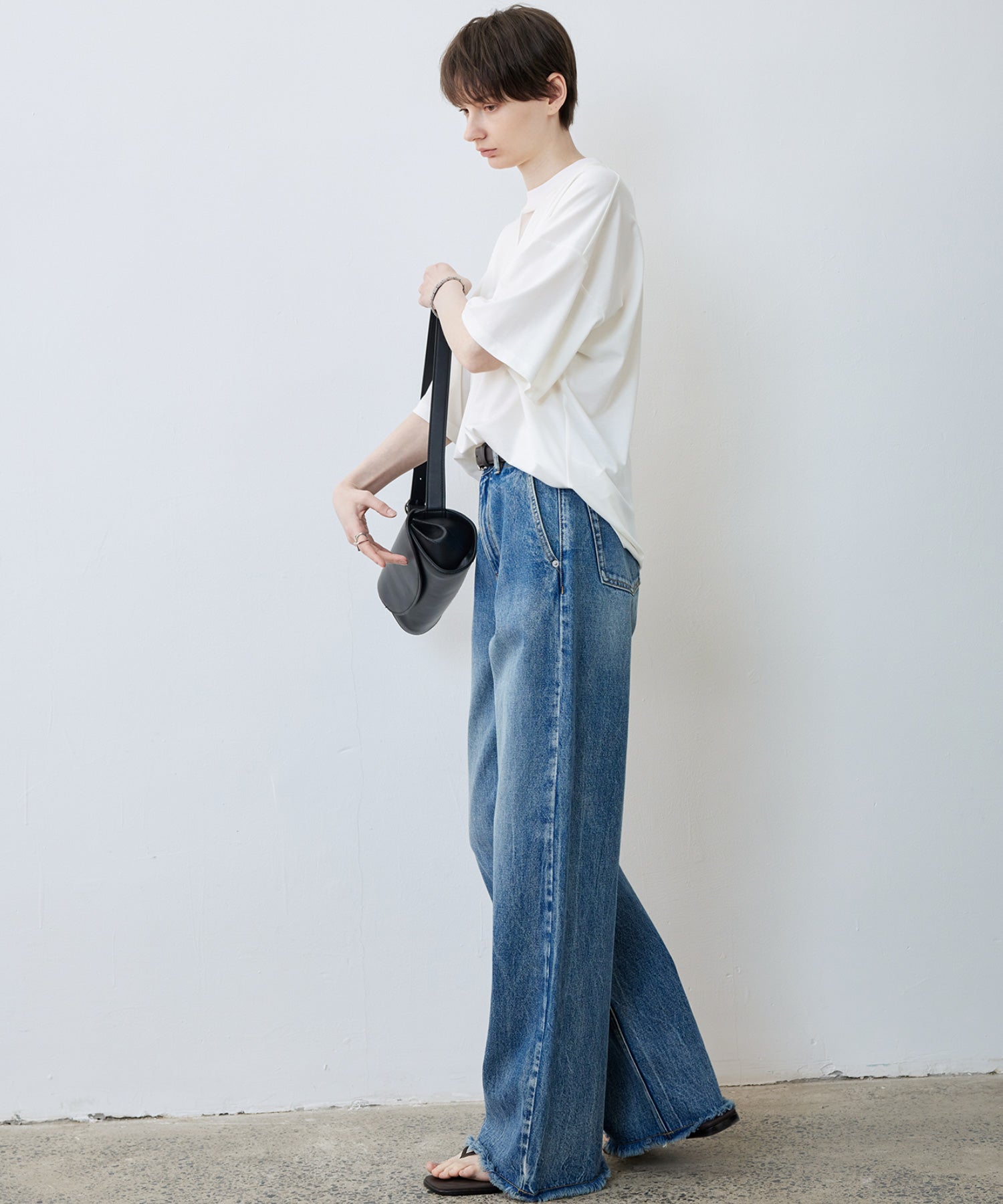 Oversize Contrast Sheer Docking T-Shirt/Tops