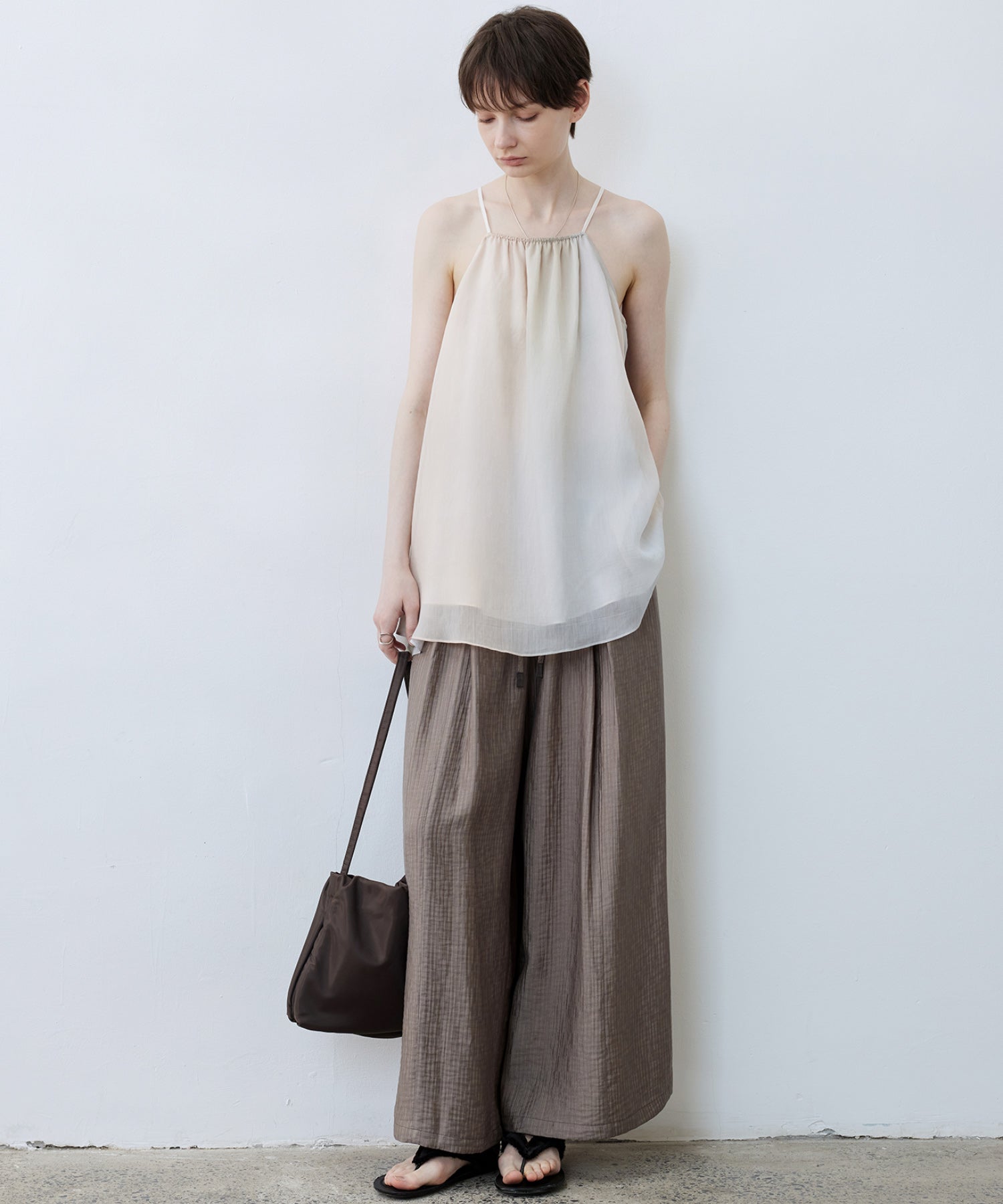 Lightweight Textured Wide-Leg Pants