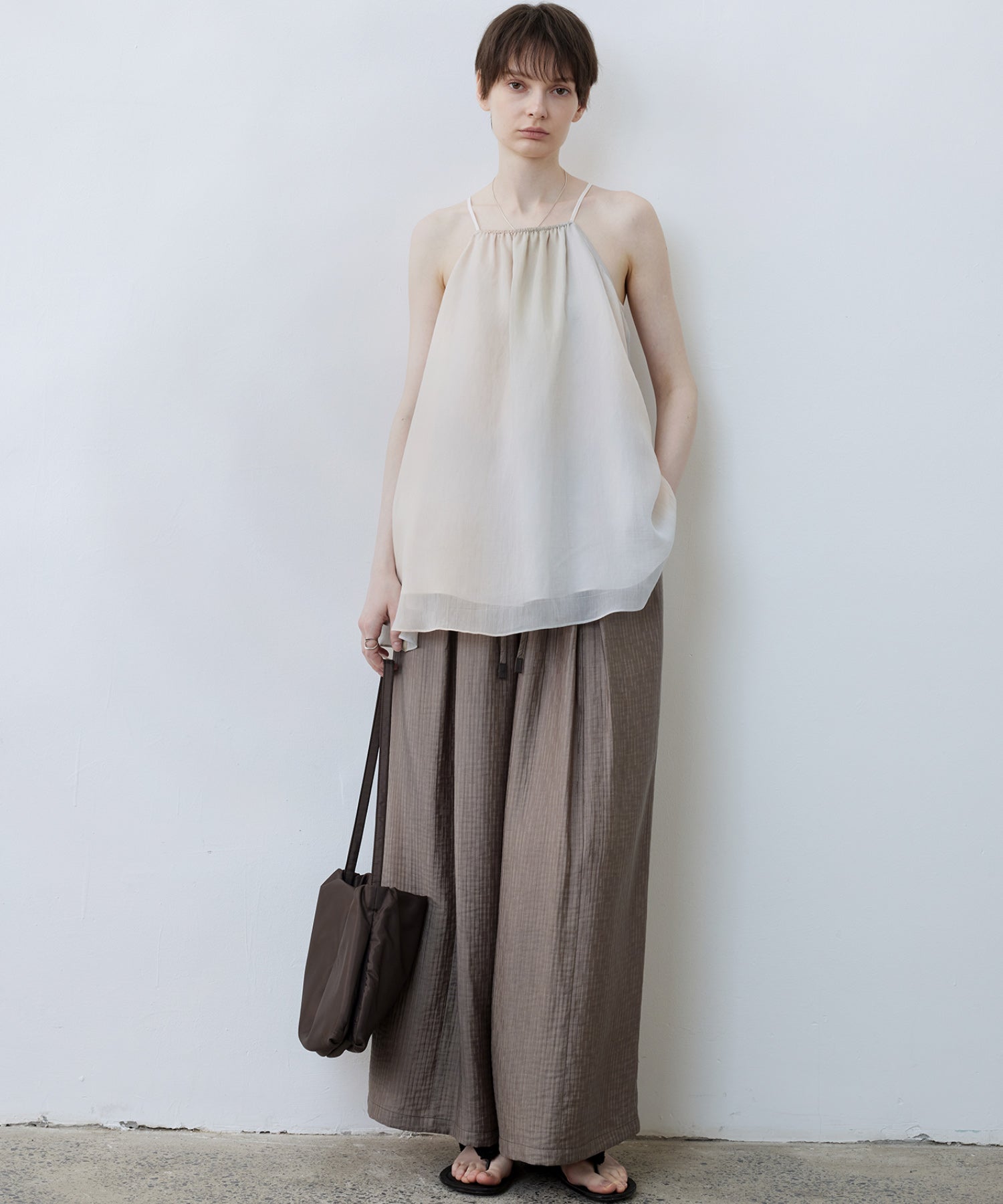 Lightweight Textured Wide-Leg Pants