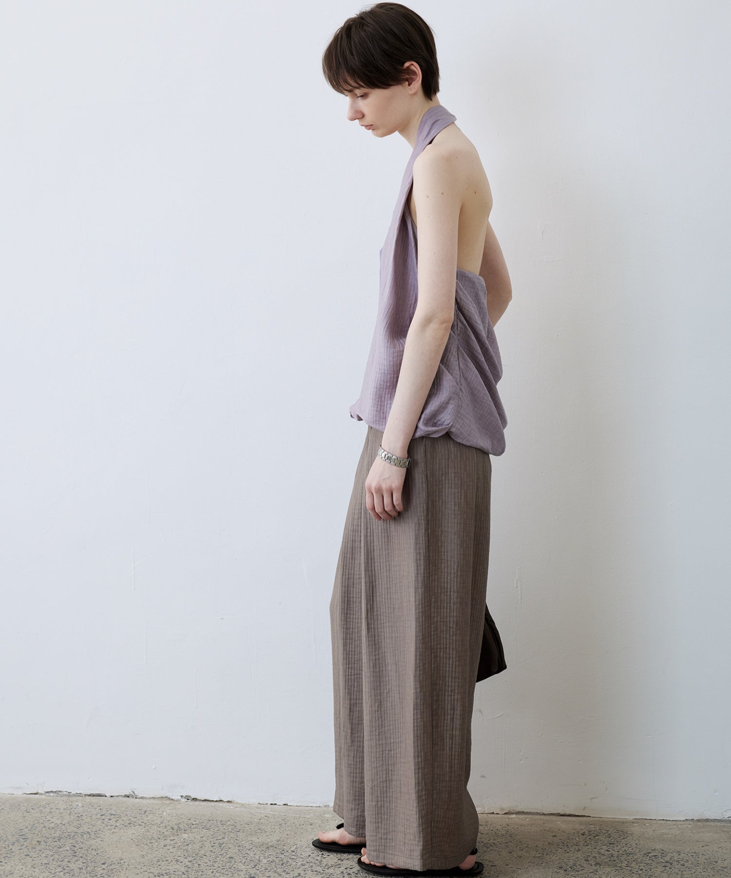 Lightweight Textured Wide-Leg Pants