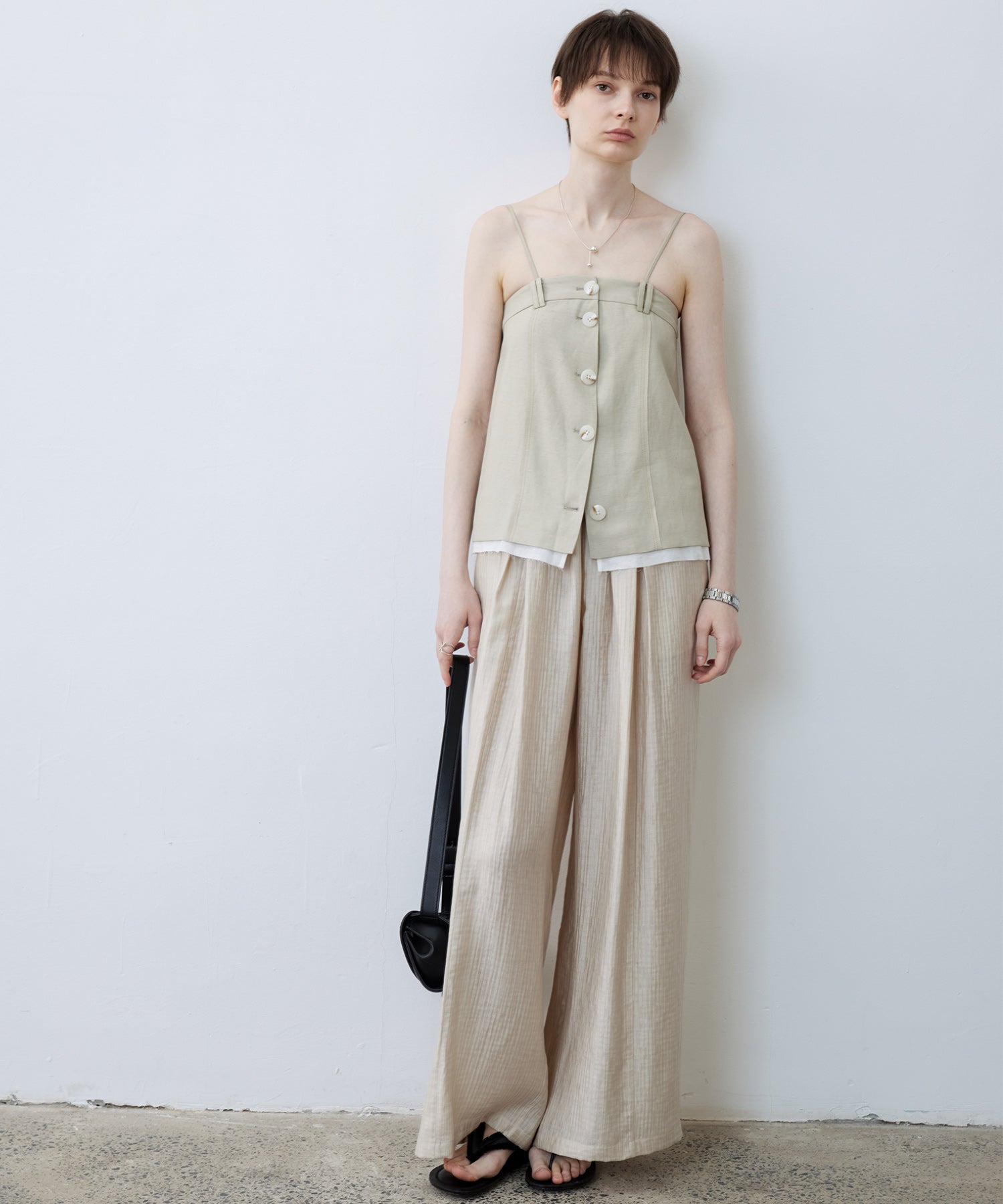 Lightweight Textured Wide-Leg Pants