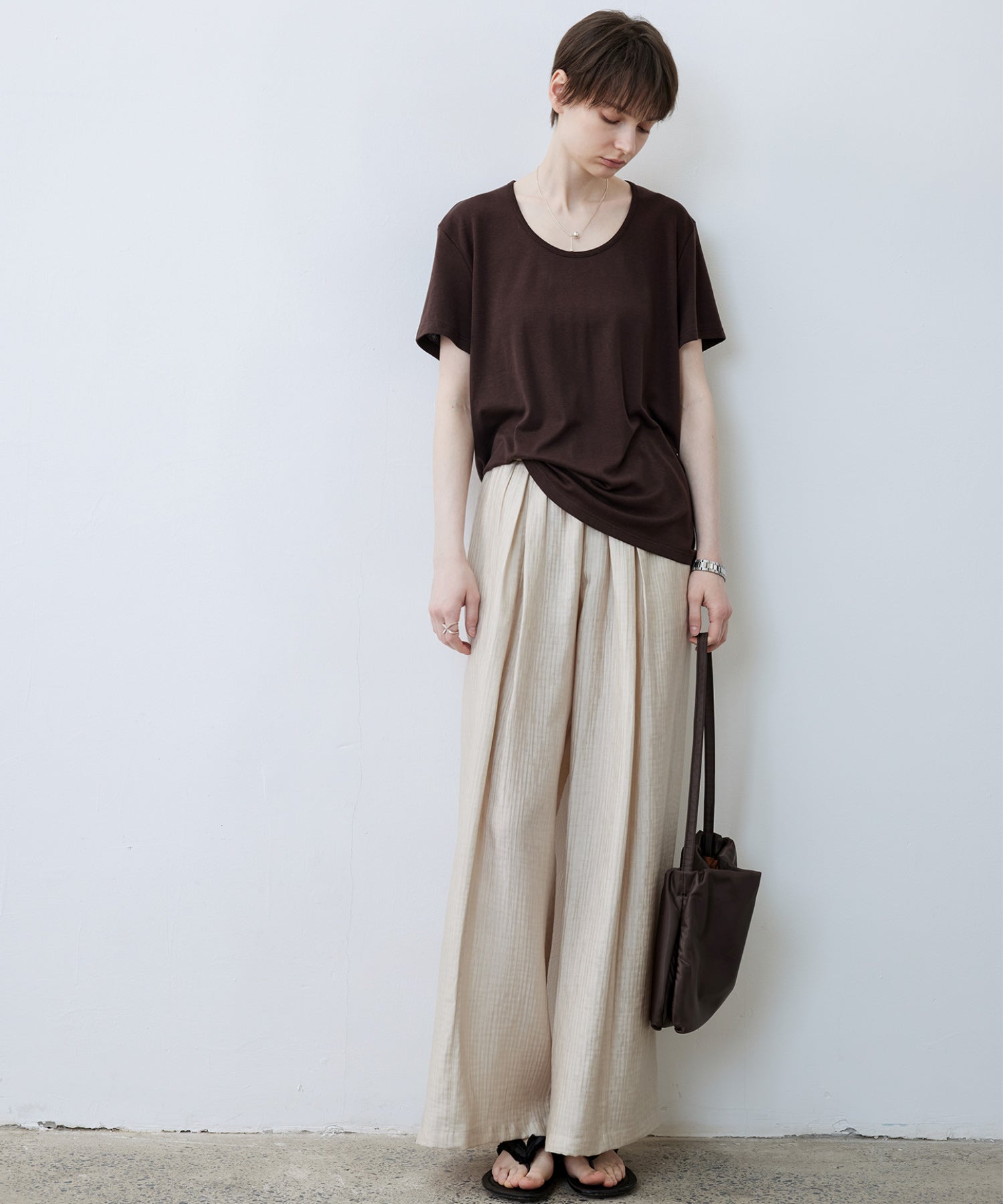 Lightweight Textured Wide-Leg Pants