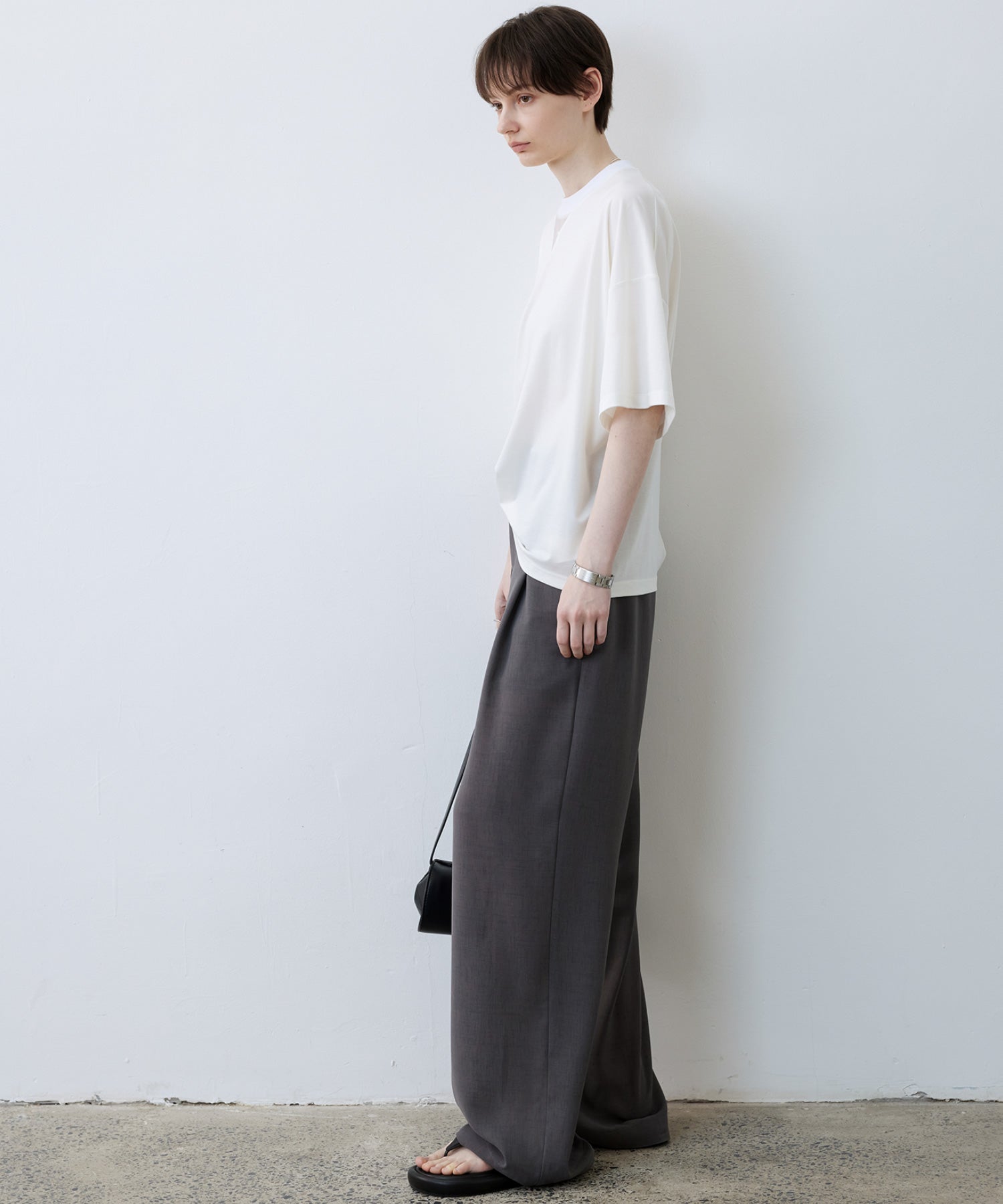 Oversize Contrast Sheer Docking T-Shirt/Tops