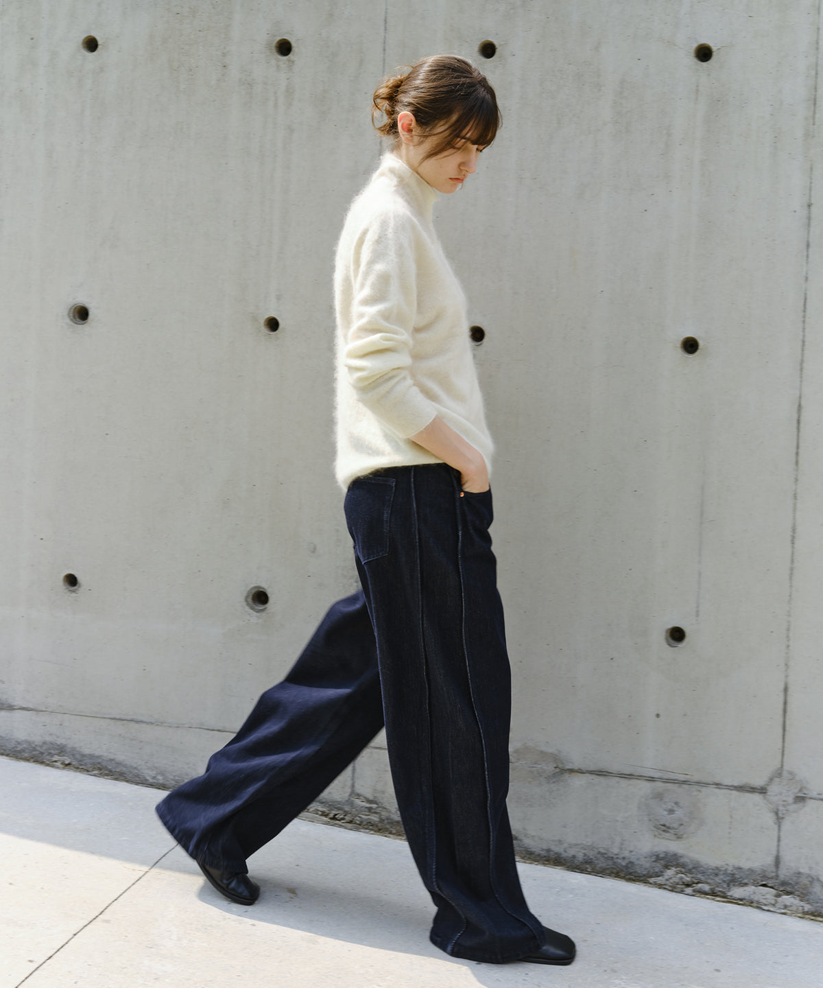 Brushed Cashmere-Blend High Neck Knit Cardigan