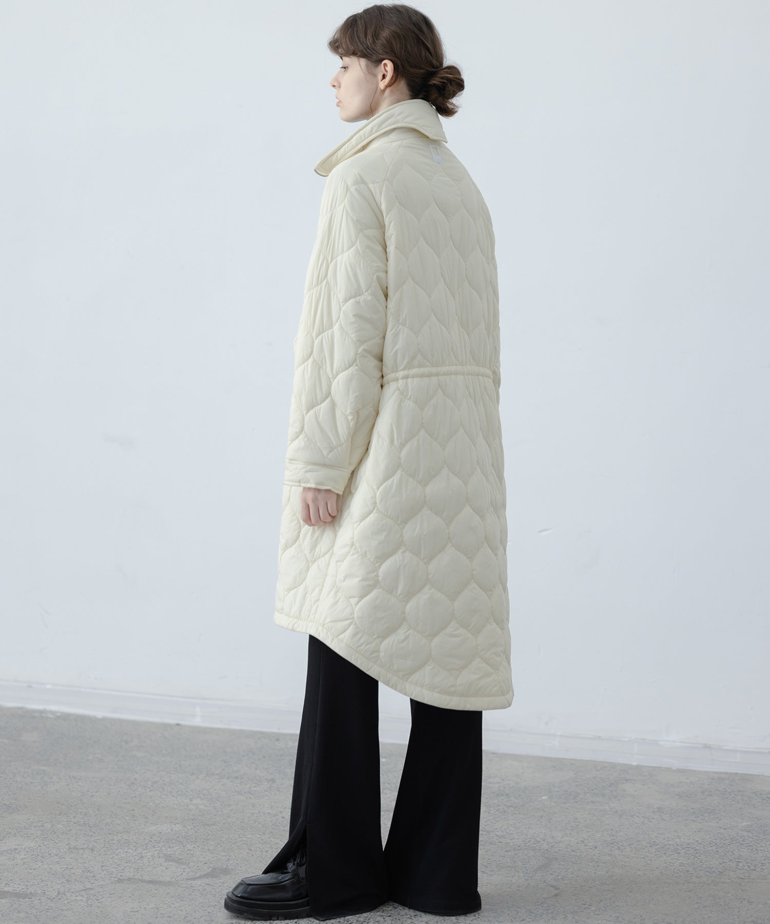 Irregular hem oversized volume quilted long coat