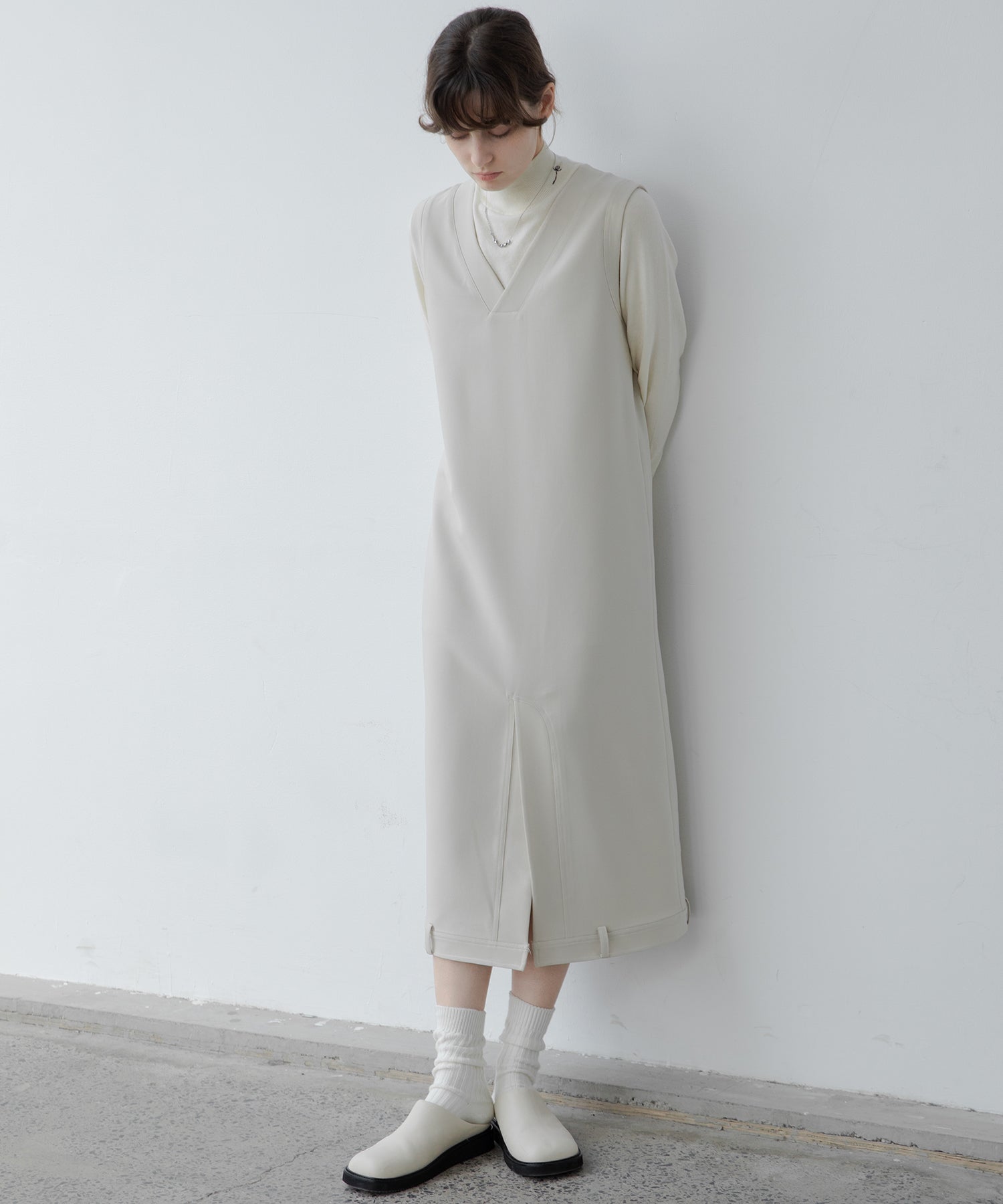 V neck vest long tight dress