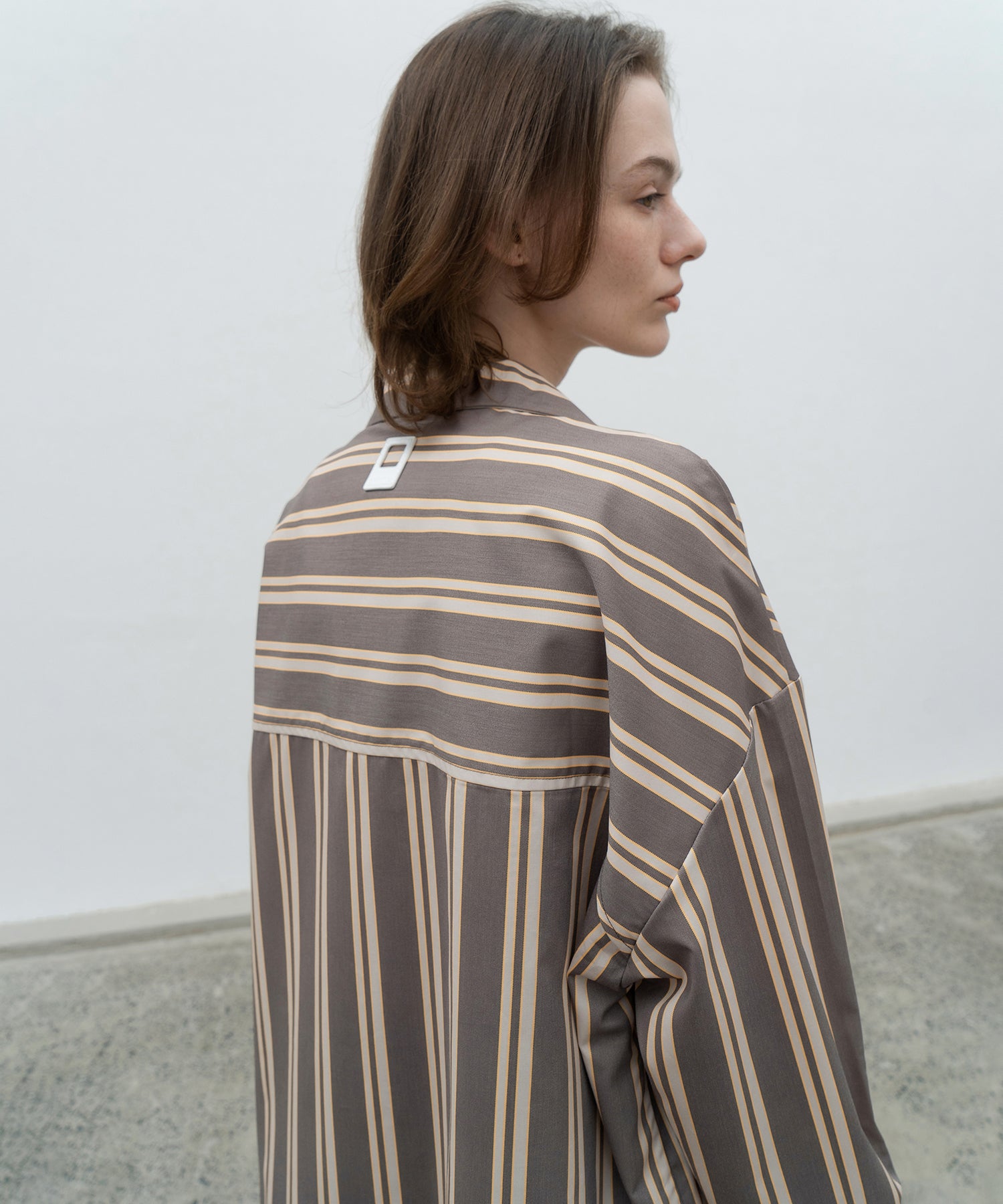 Oversized Stripe Shirt with Ribbed Docking