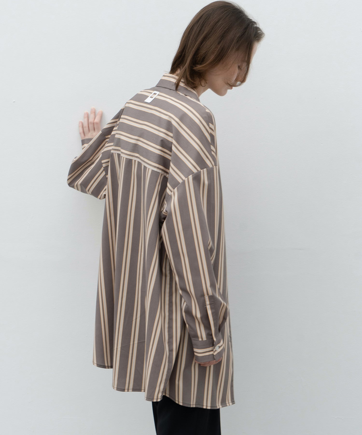 Oversized Stripe Shirt with Ribbed Docking
