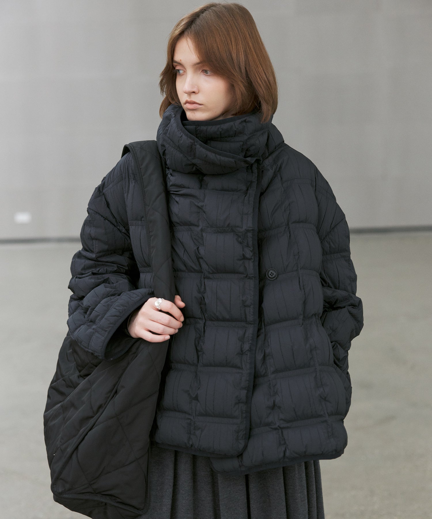 Crinkled Stand Collar Down Jacket