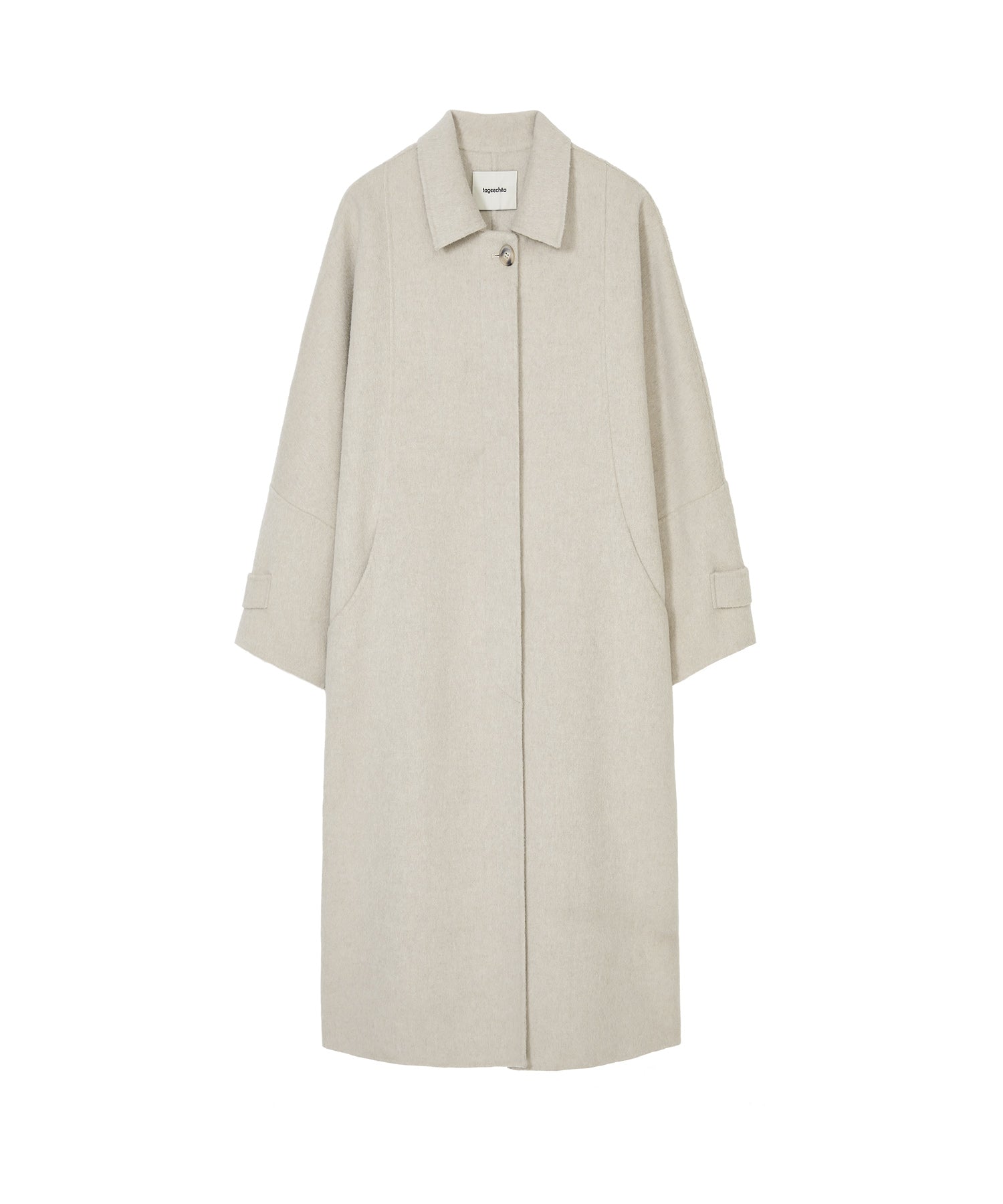 Double-Face Wool Cocoon Coat with Batwing Sleeves