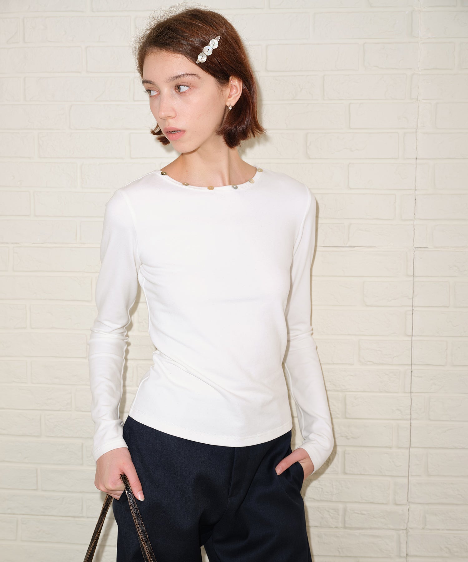 Detachable Fur Collar Stretchy Cloud-Soft Top