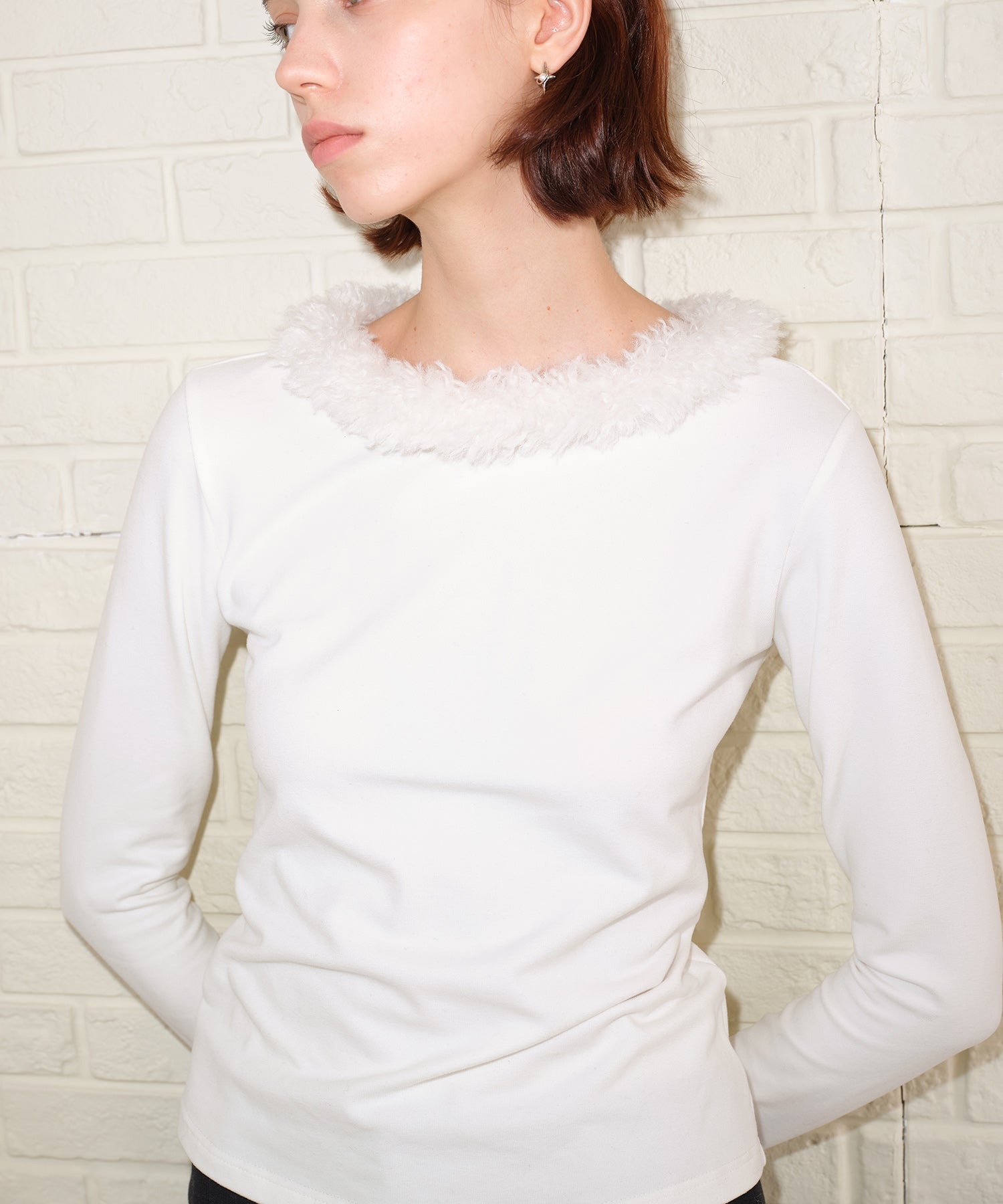 Detachable Fur Collar Stretchy Cloud-Soft Top