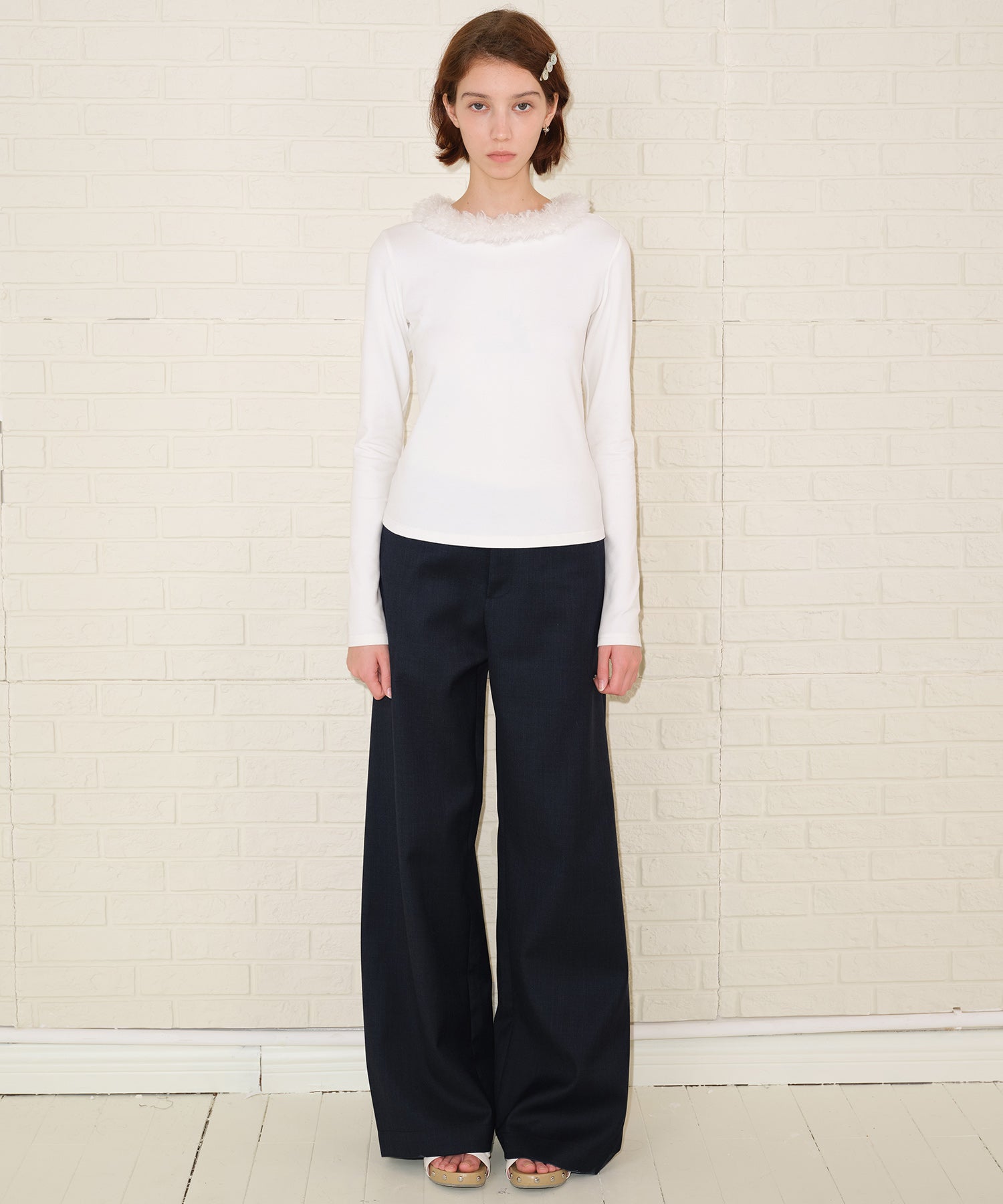 Detachable Fur Collar Stretchy Cloud-Soft Top