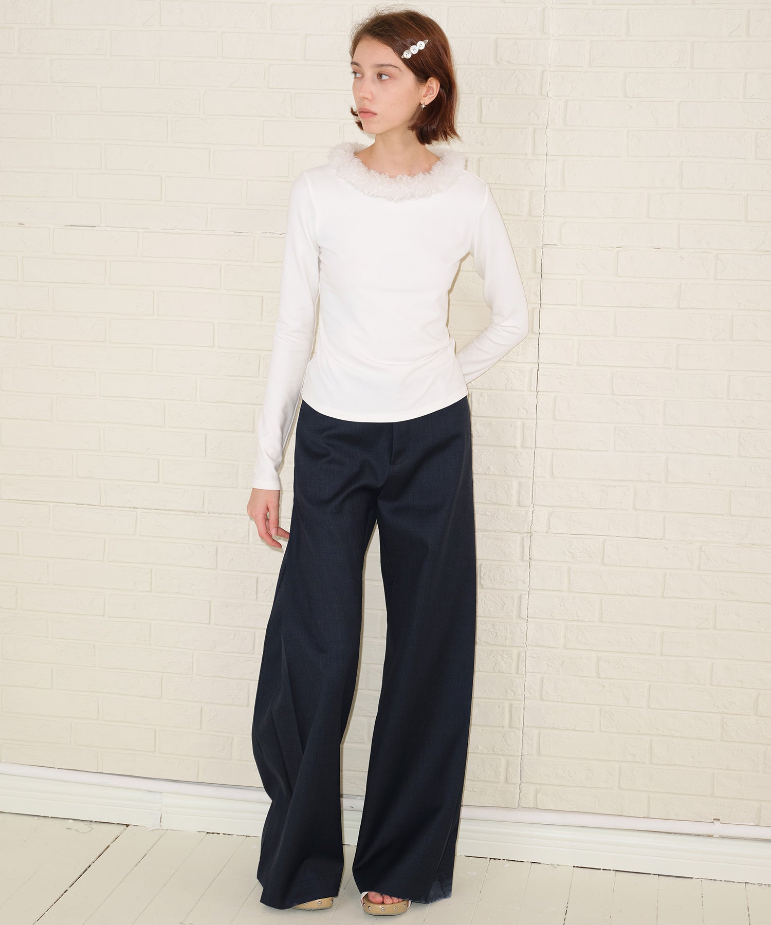 Detachable Fur Collar Stretchy Cloud-Soft Top