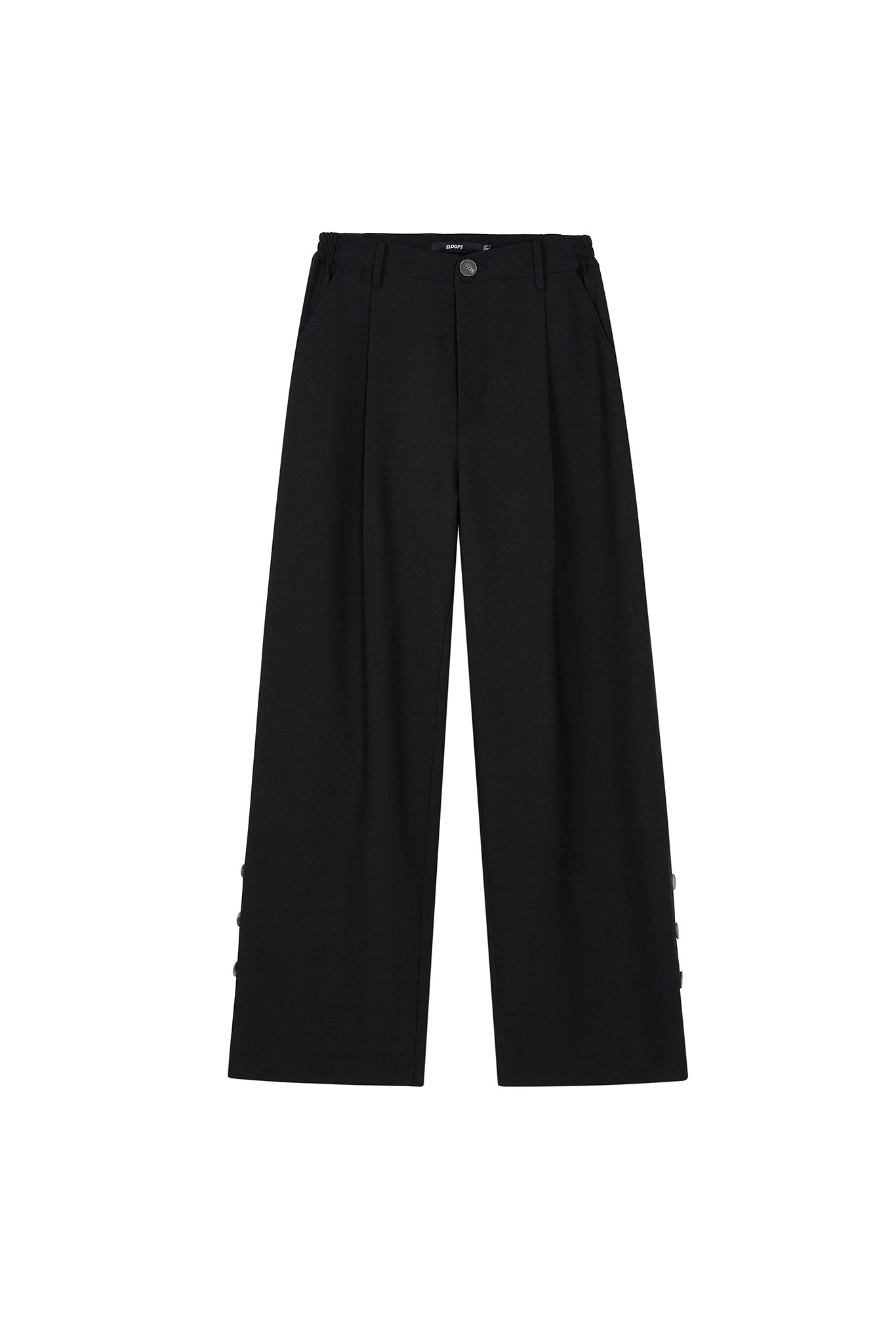 Accent Button Straight Basic Pants