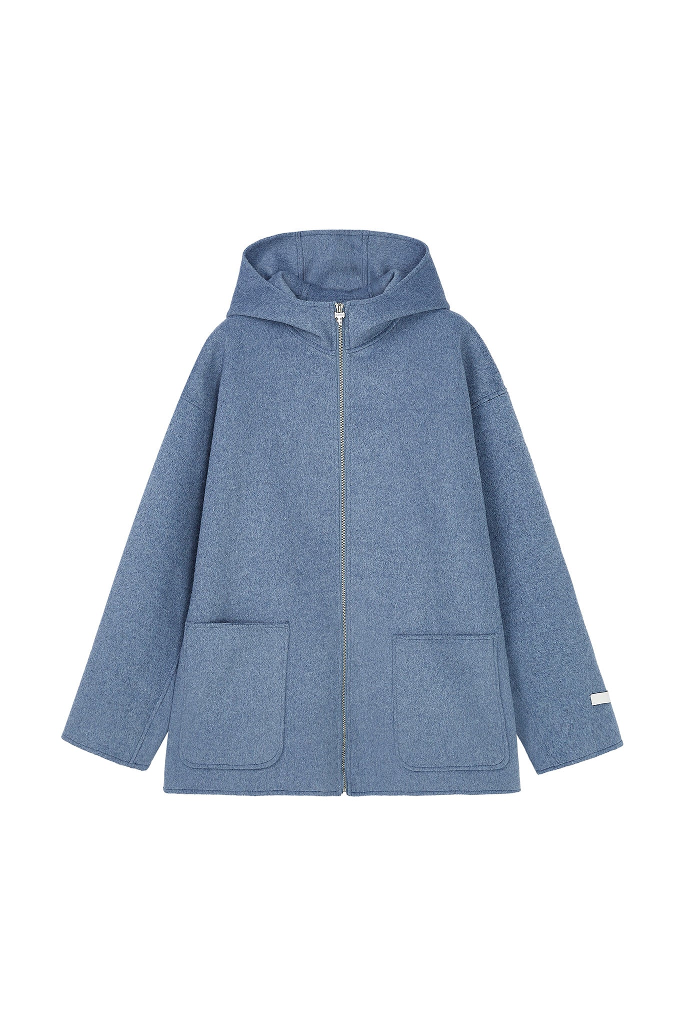Zip-Up Wool Blend Short Coat