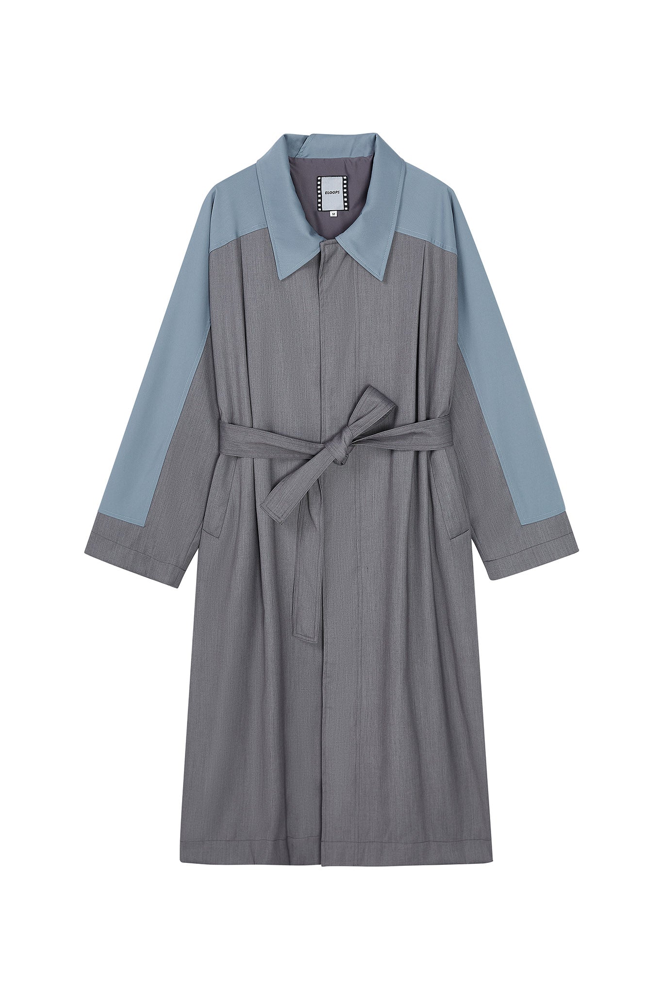 Oversized Bi-Color Raglan Sleeve Trench Coat